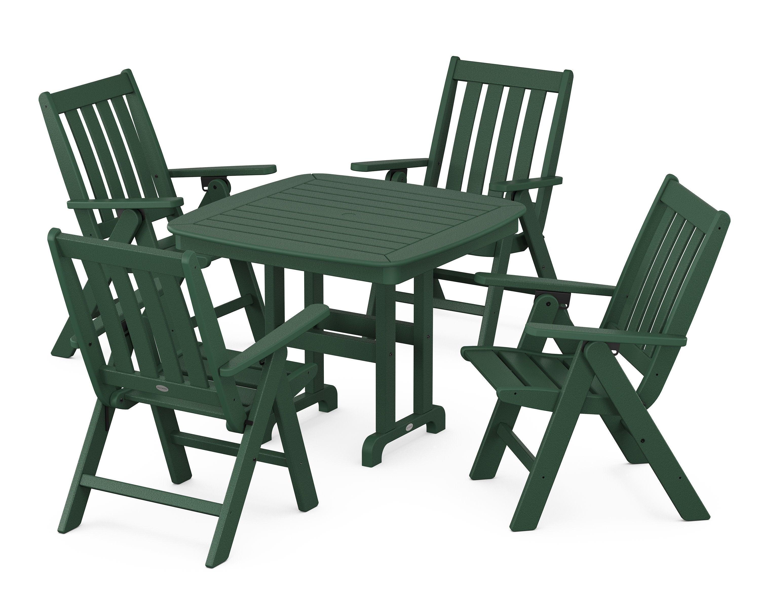 Vineyard Folding Chair 5-Piece Dining Set in Green
