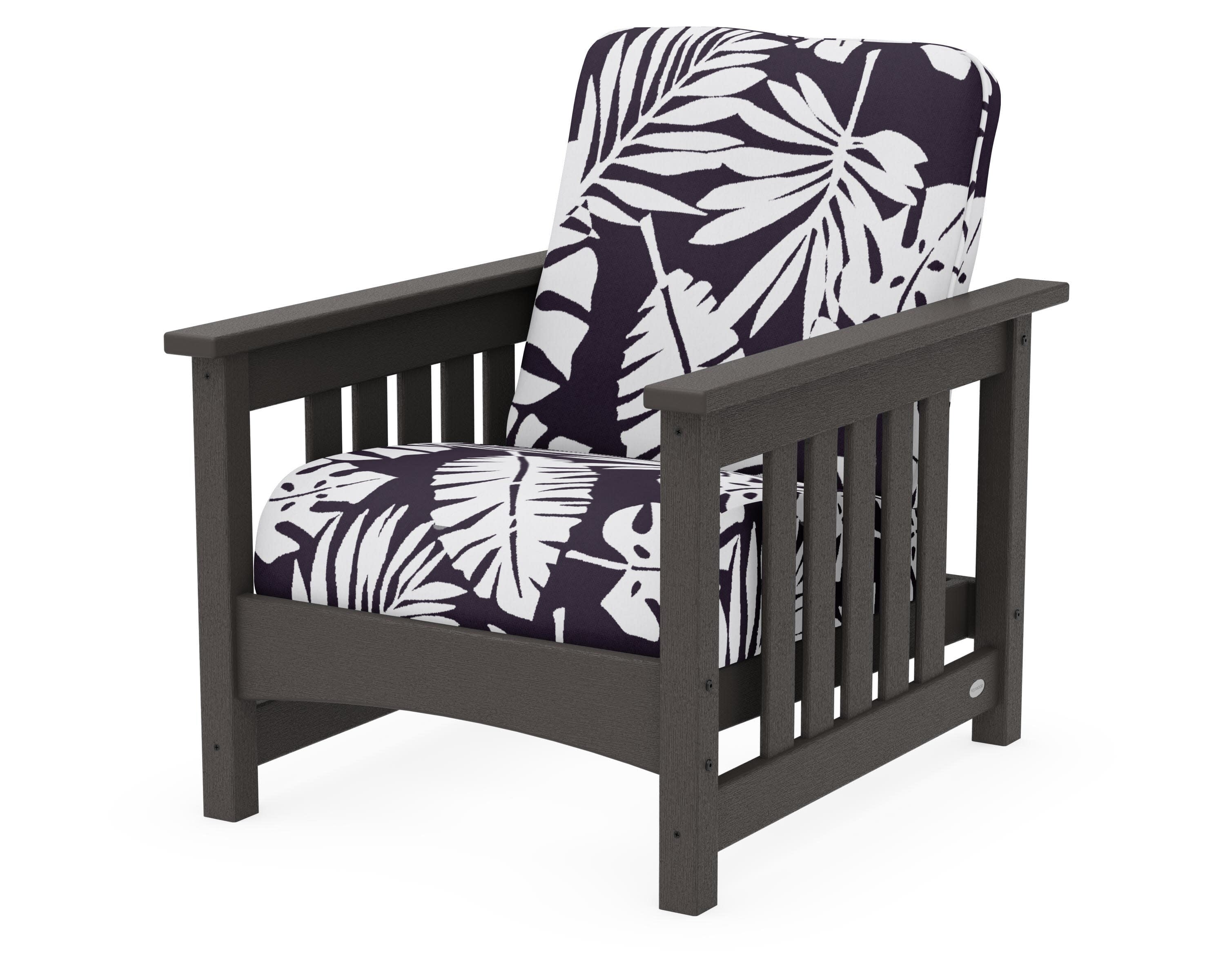 Club Mission Chair in Vintage Coffee / Leaf Navy