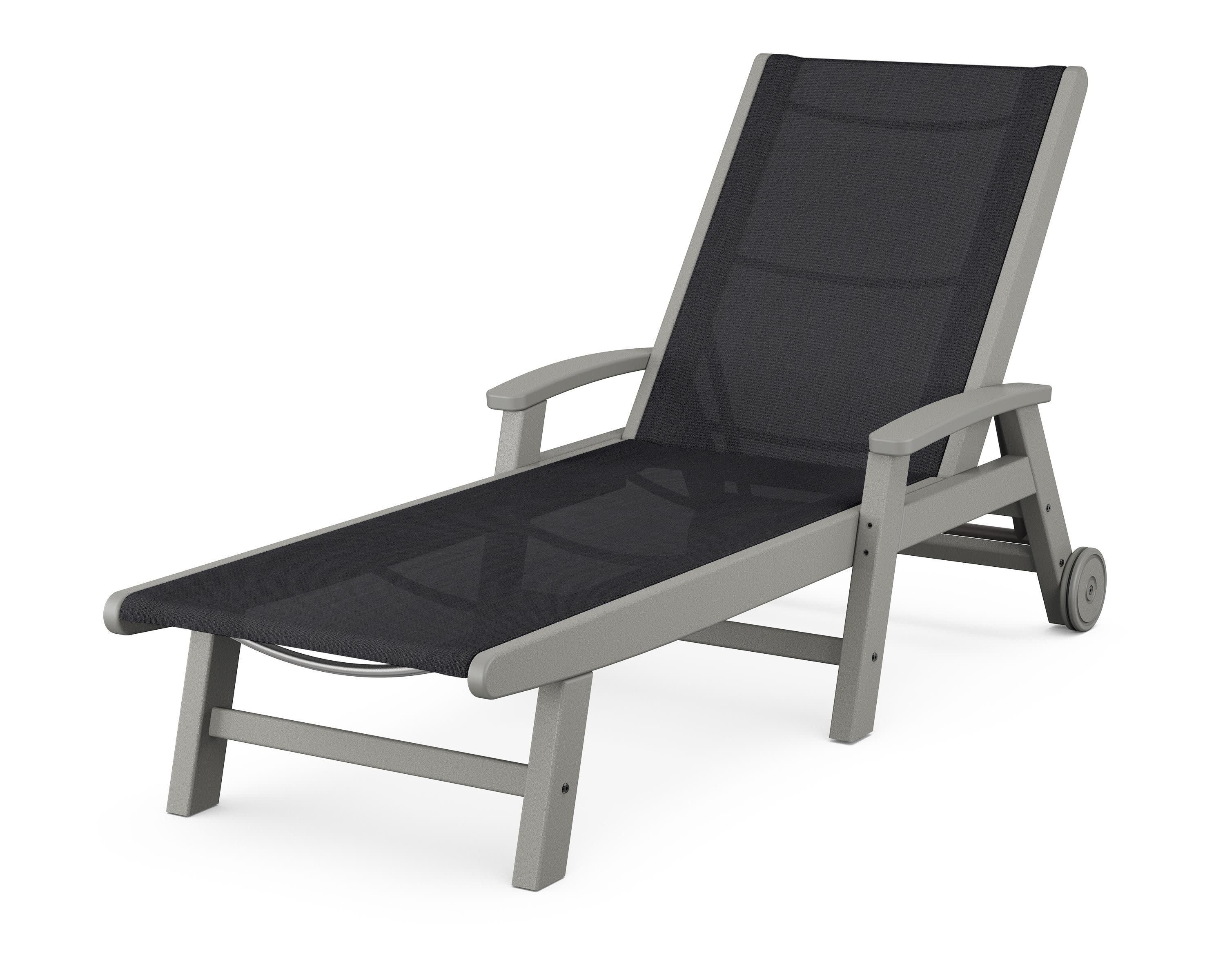 Coastal Chaise with Wheels in Slate Grey / Black Sling