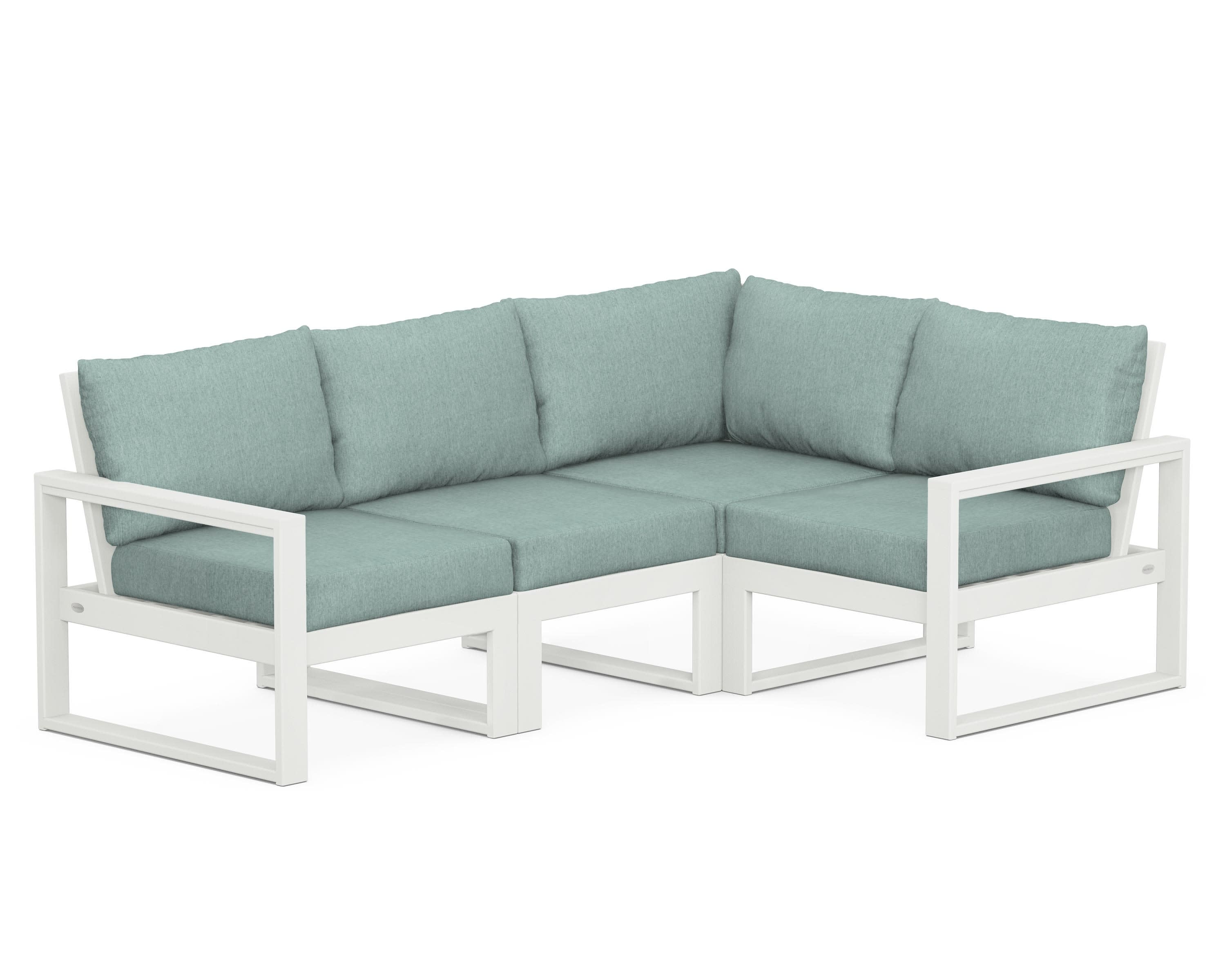 EDGE 4-Piece Modular Deep Seating Set in Vintage White / Glacier Spa