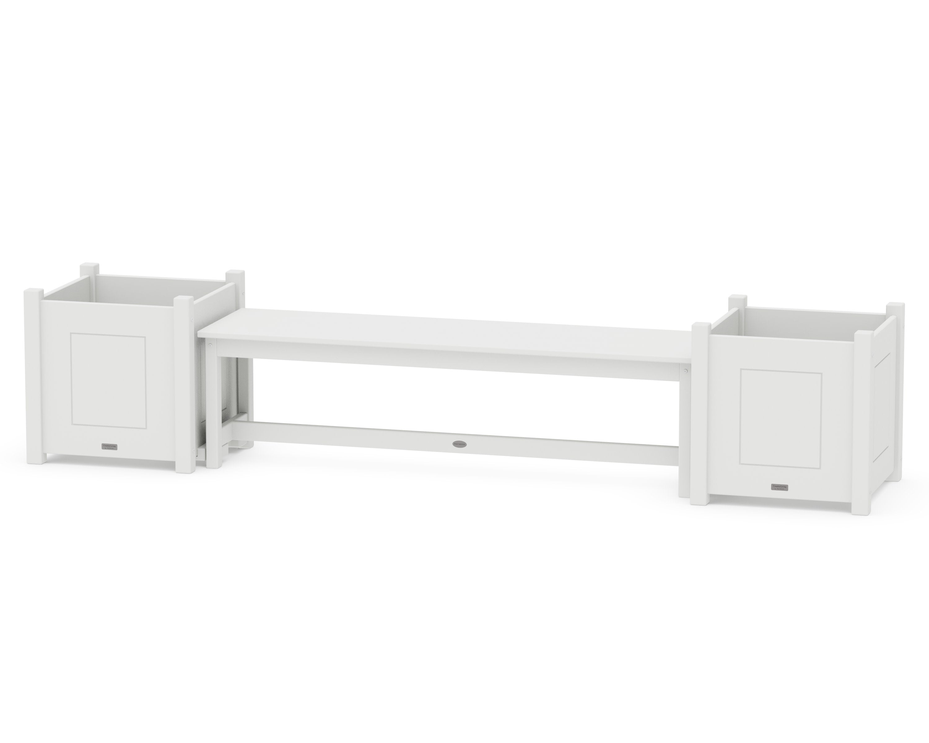 60" Country Living Straight Planter Bench Set - Large in White