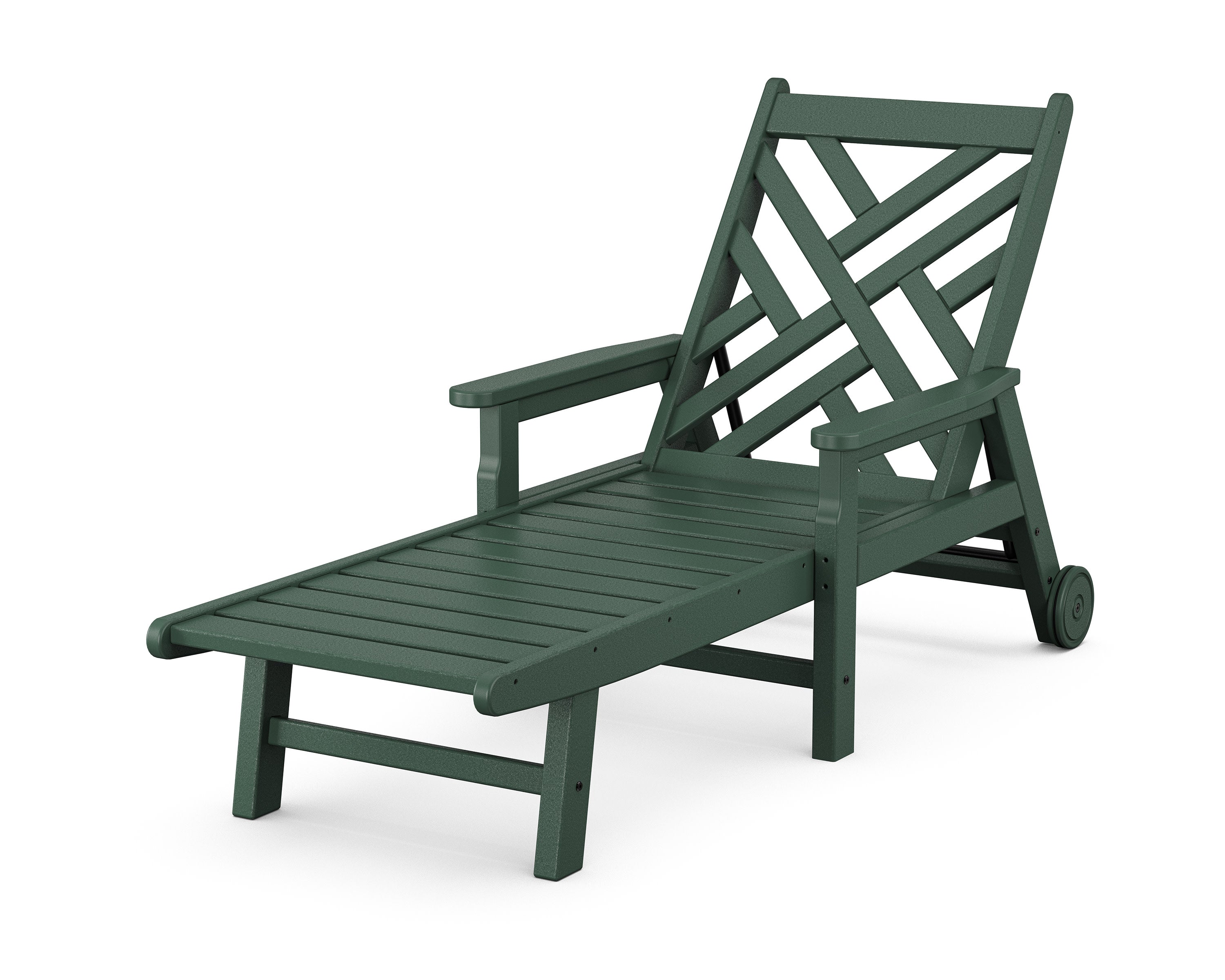 Chippendale Chaise with Arms and Wheels in Green