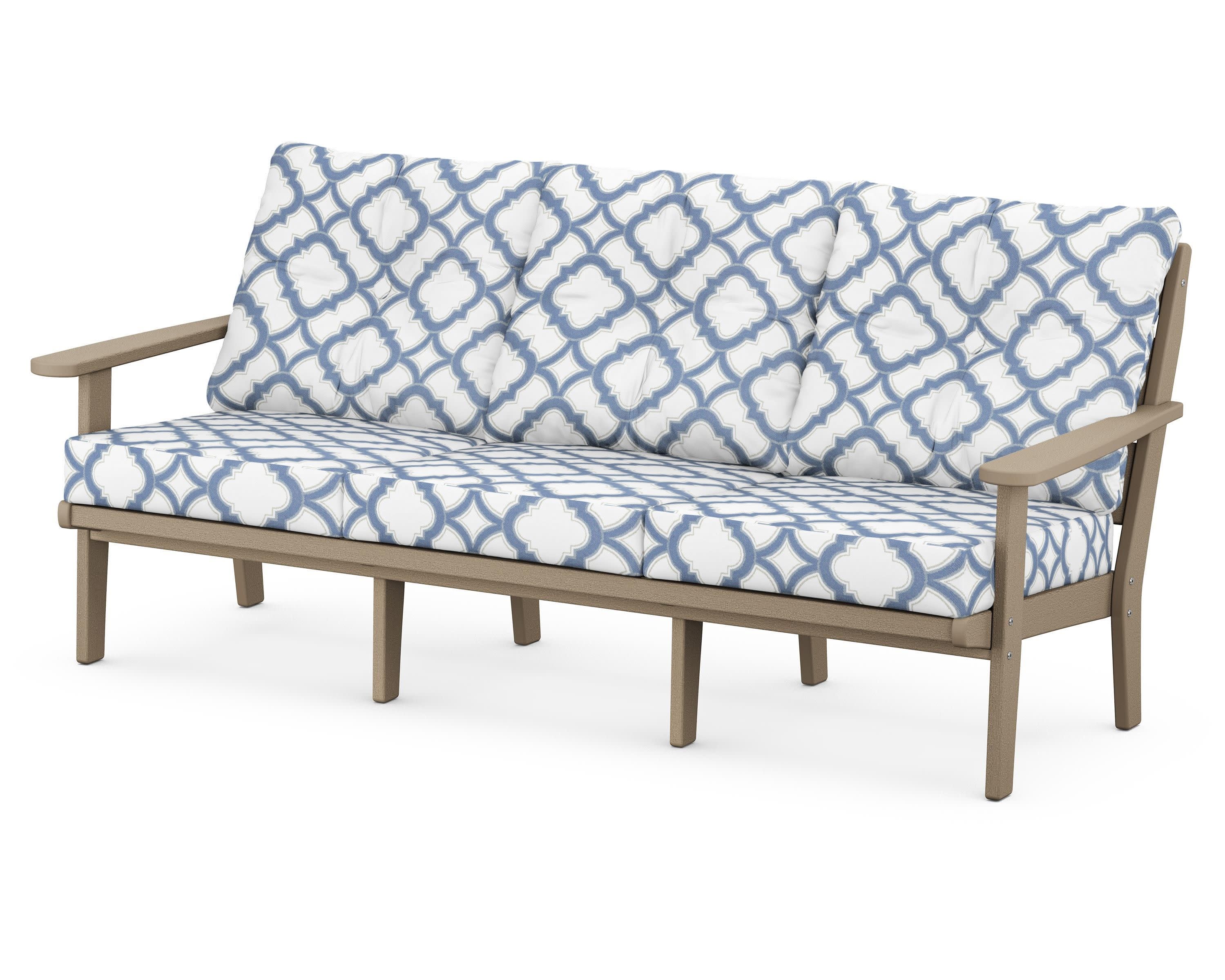 Lakeside Deep Seating Sofa in Vintage Sahara / Trellis Sky Blue