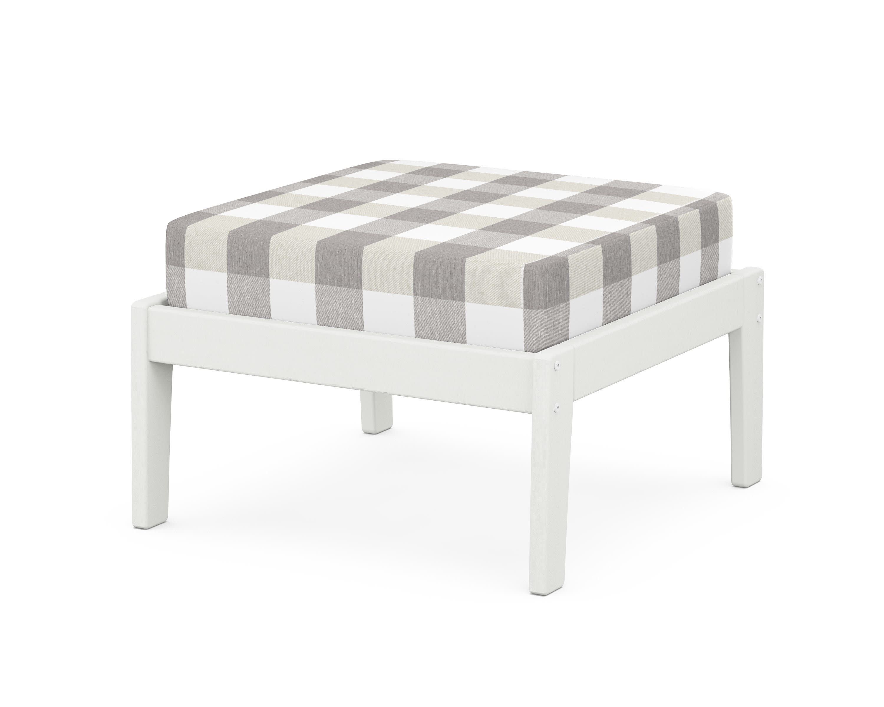 Deep Seating Ottoman in Vintage White / Buffalo Plaid Grey Mist