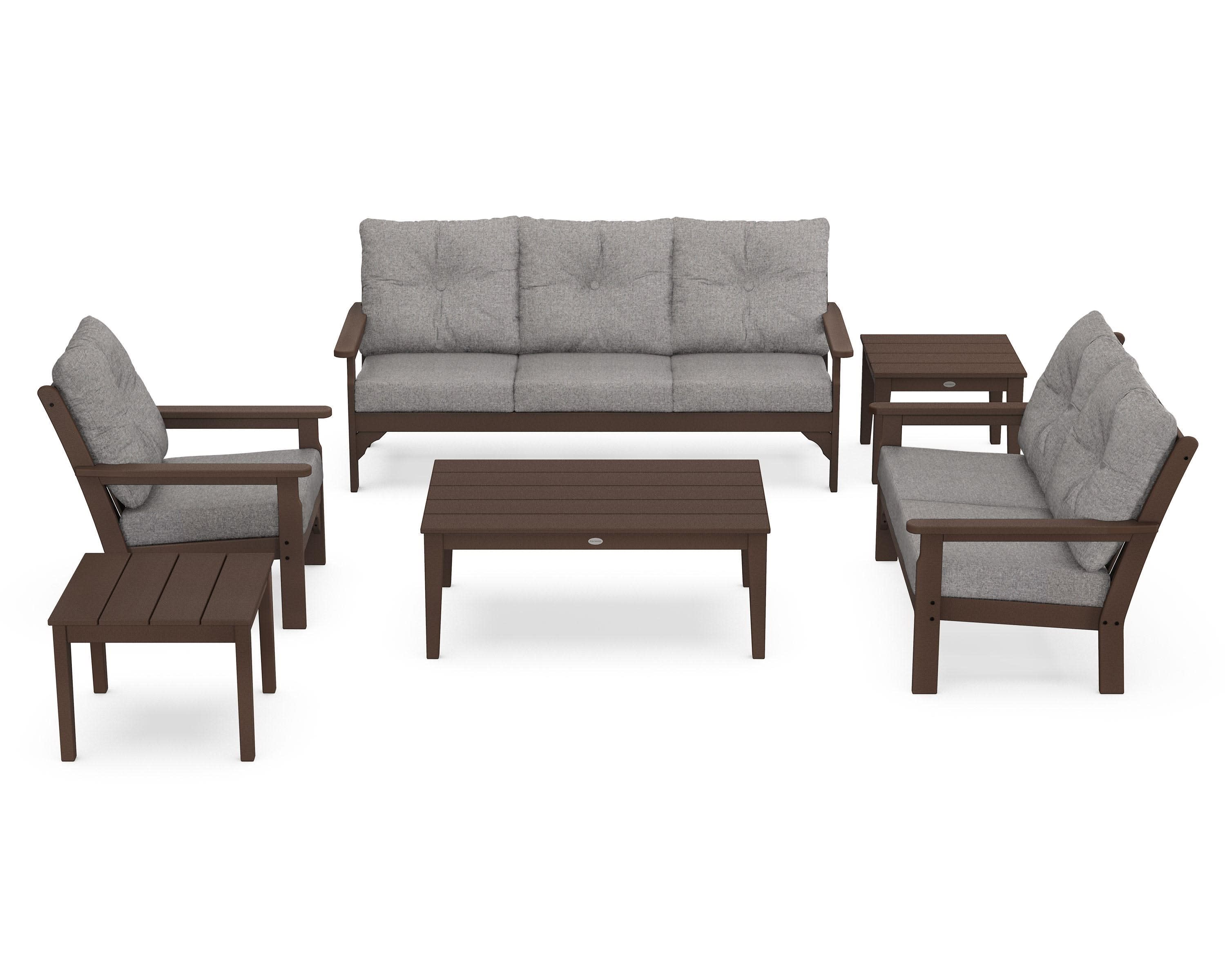 Vineyard 6-Piece Deep Seating Set in Mahogany / Grey Mist