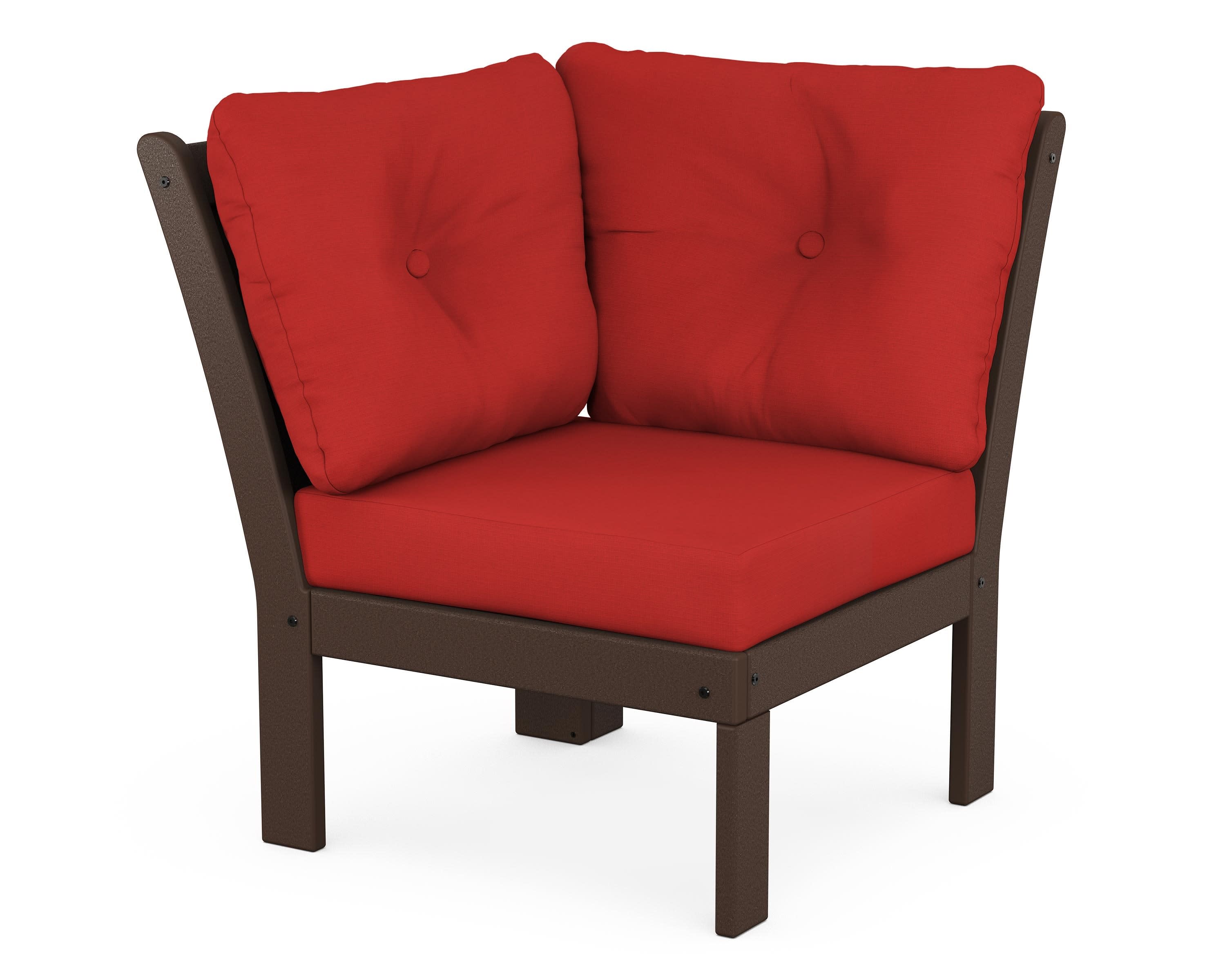 Vineyard Modular Corner Chair in Mahogany / Crimson Linen