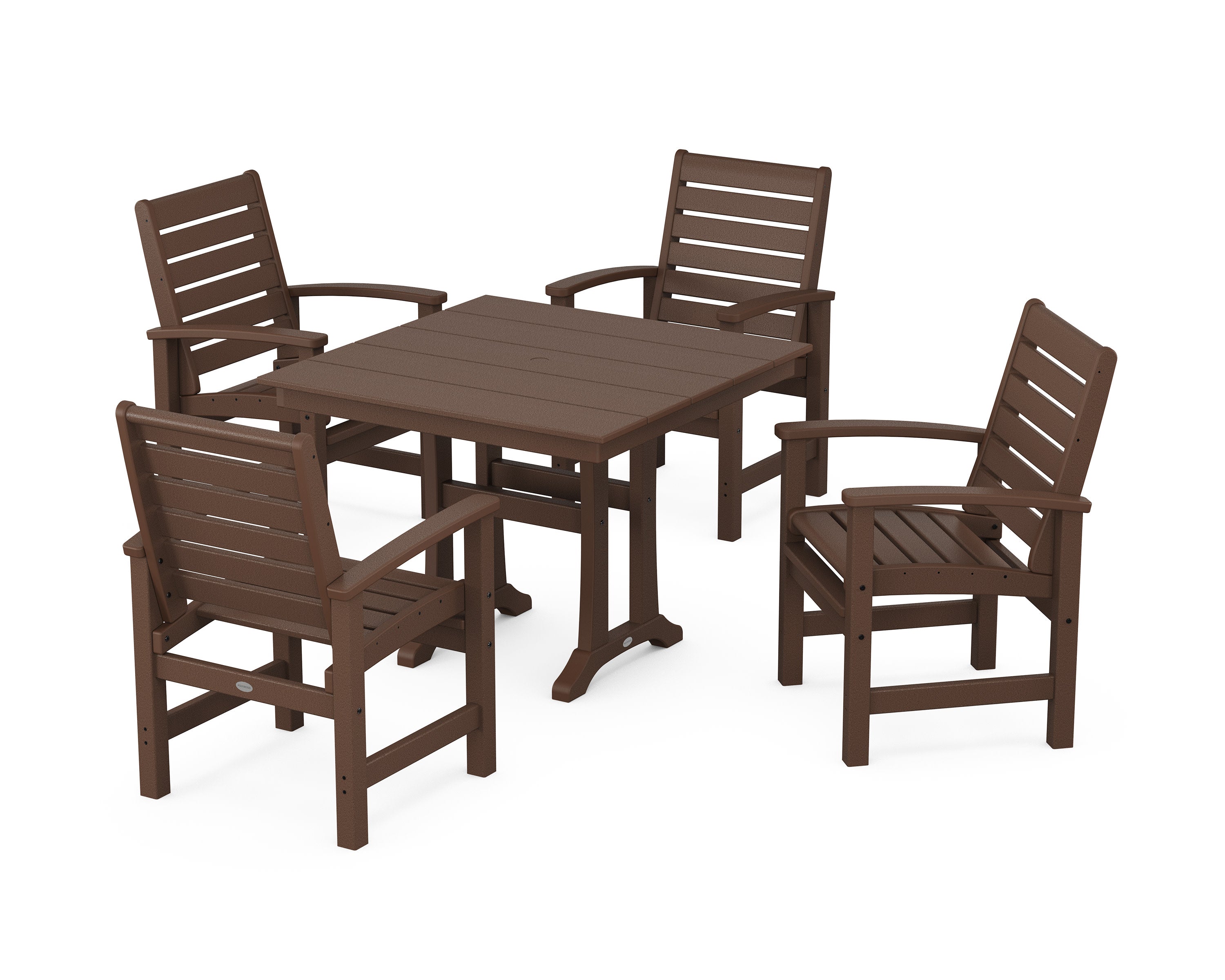 Signature 5-Piece Farmhouse Dining Set With Trestle Legs in Mahogany