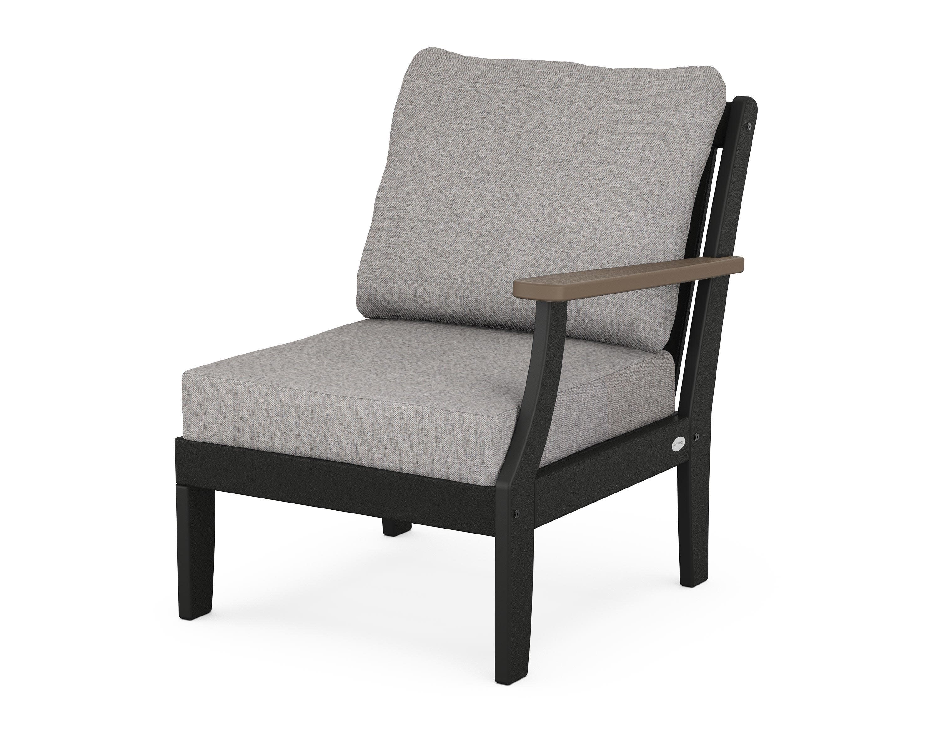 Braxton Modular Right Arm Chair in Black / Kona / Grey Mist