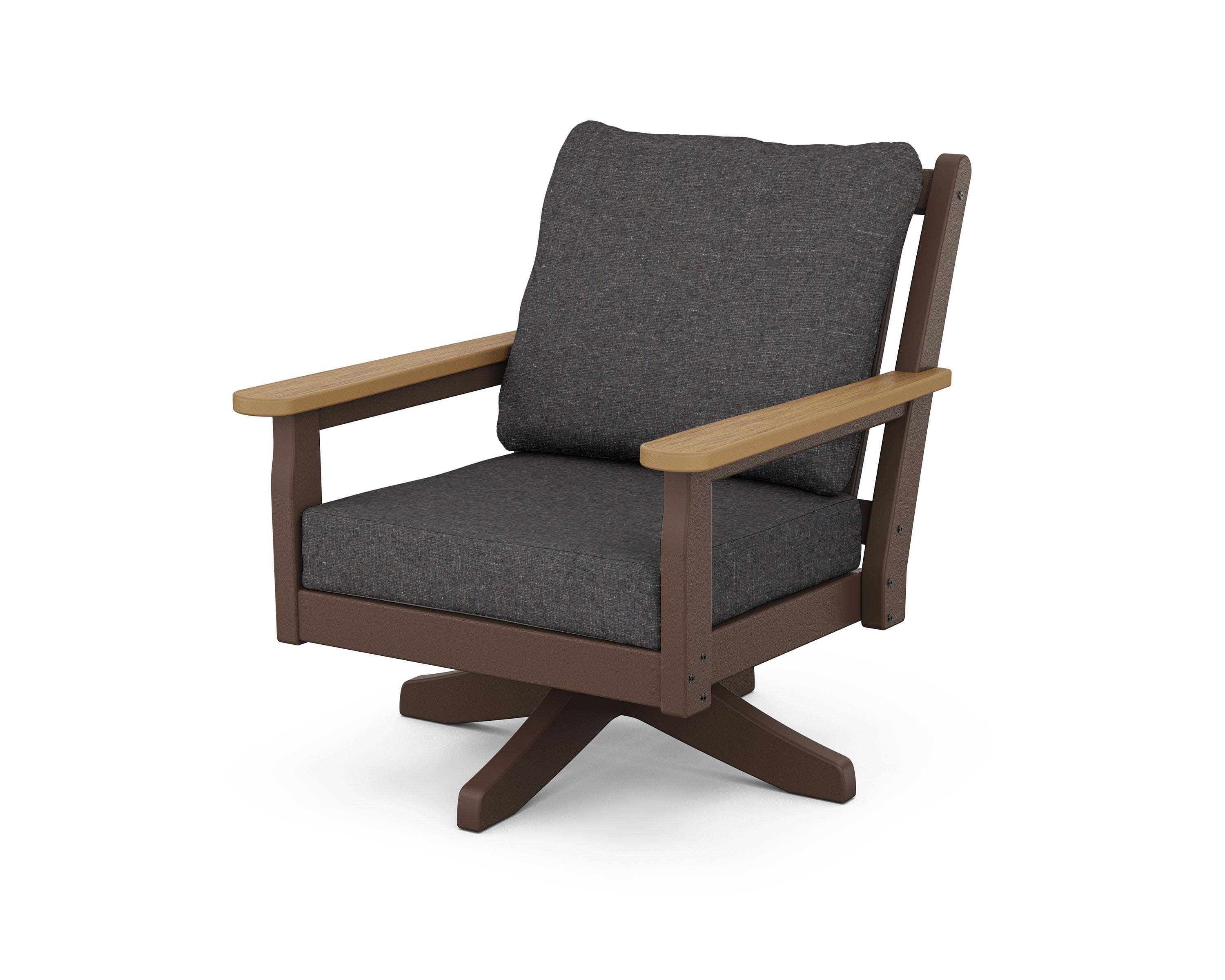 Chippendale Deep Seating Swivel Chair in Mahogany / Natural / Ash Charcoal