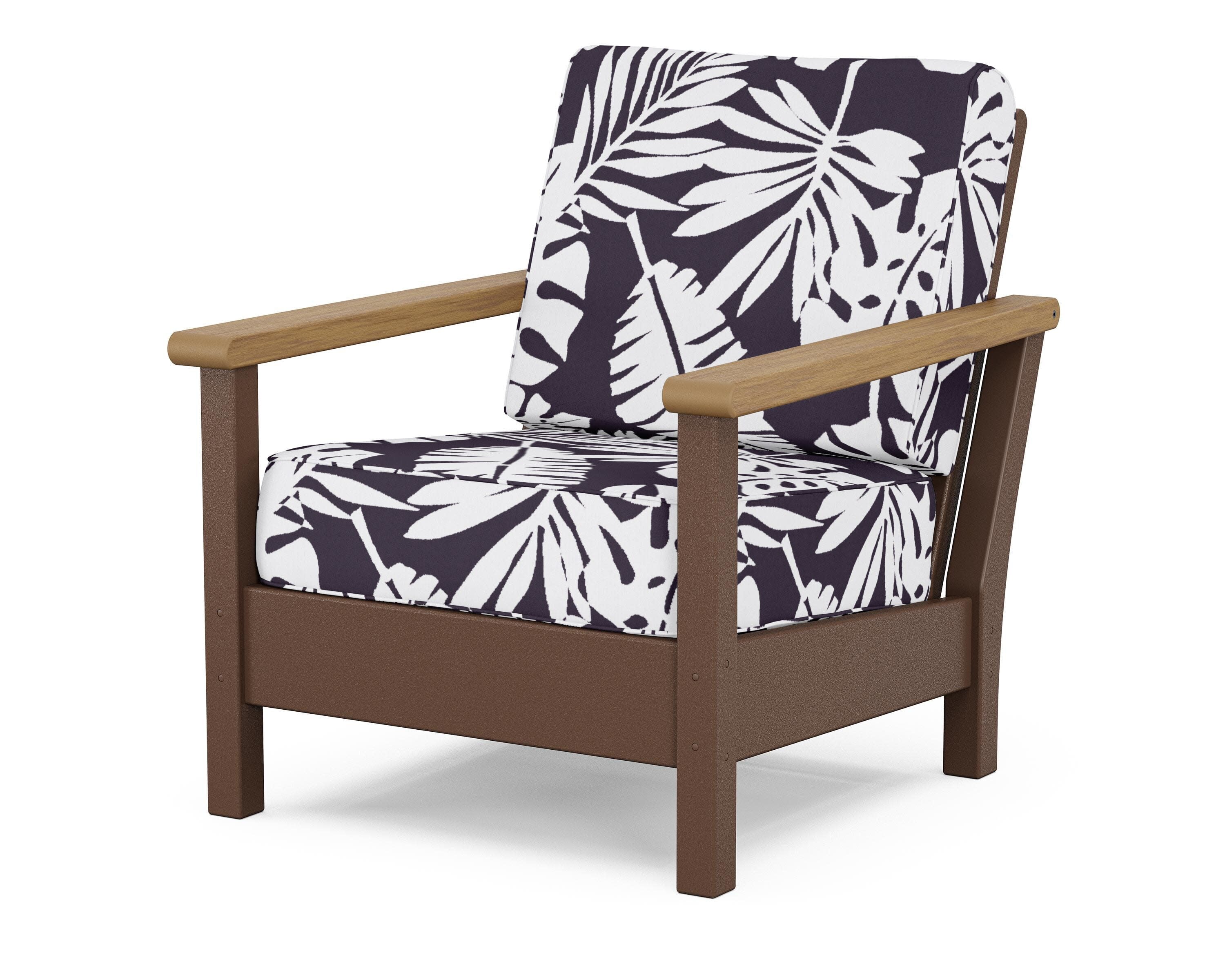 Harbour Deep Seating Chair in Mahogany / Natural / Leaf Navy
