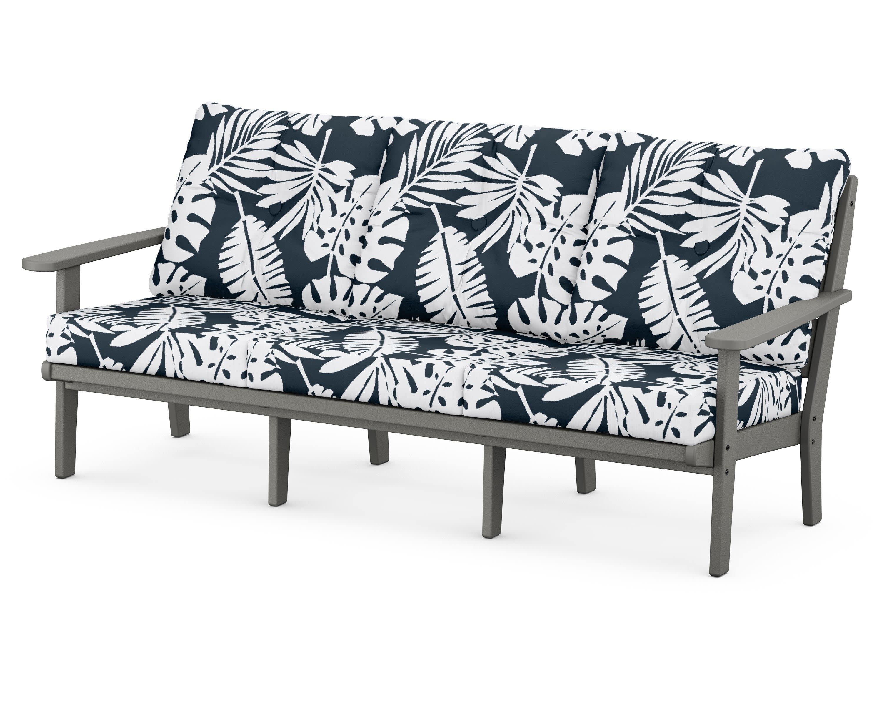 Lakeside Deep Seating Sofa in Slate Grey / Leaf Marine Indigo