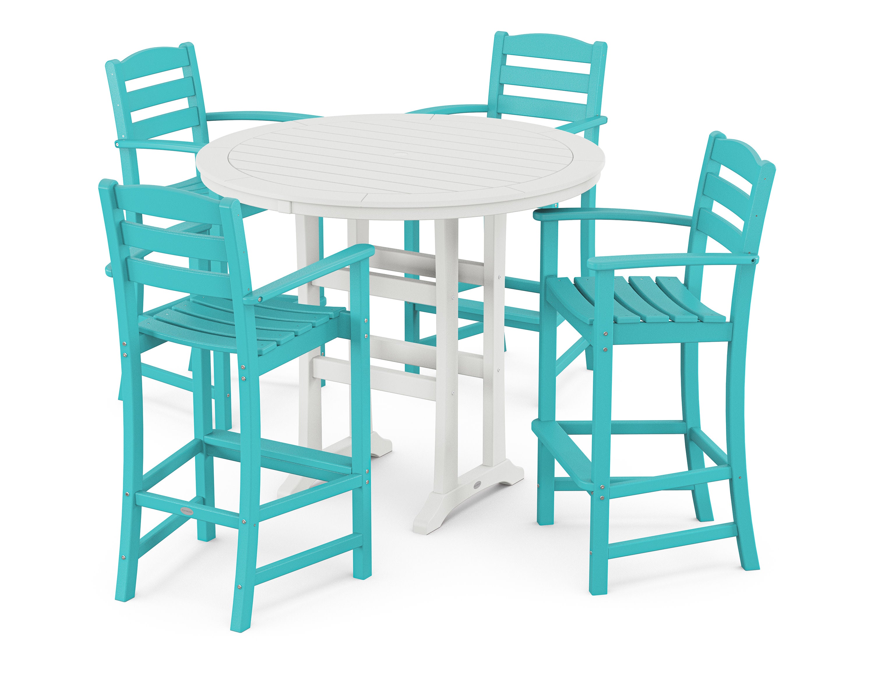 La Casa Caf 5-Piece Bar Dining Set in Aruba / White