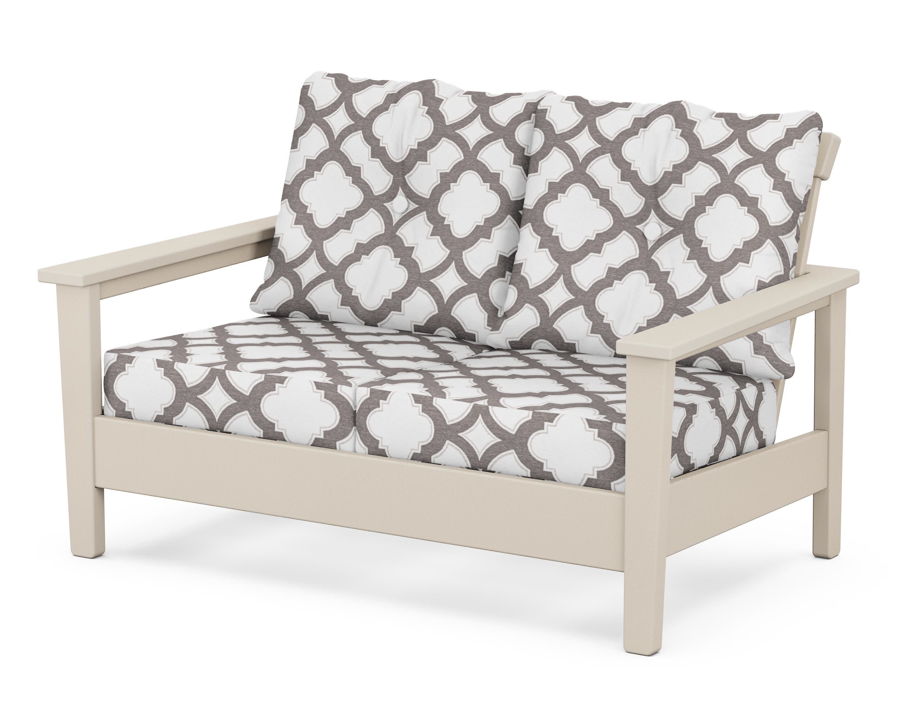 Prescott Deep Seating Loveseat in Sand / Trellis Grey Mist