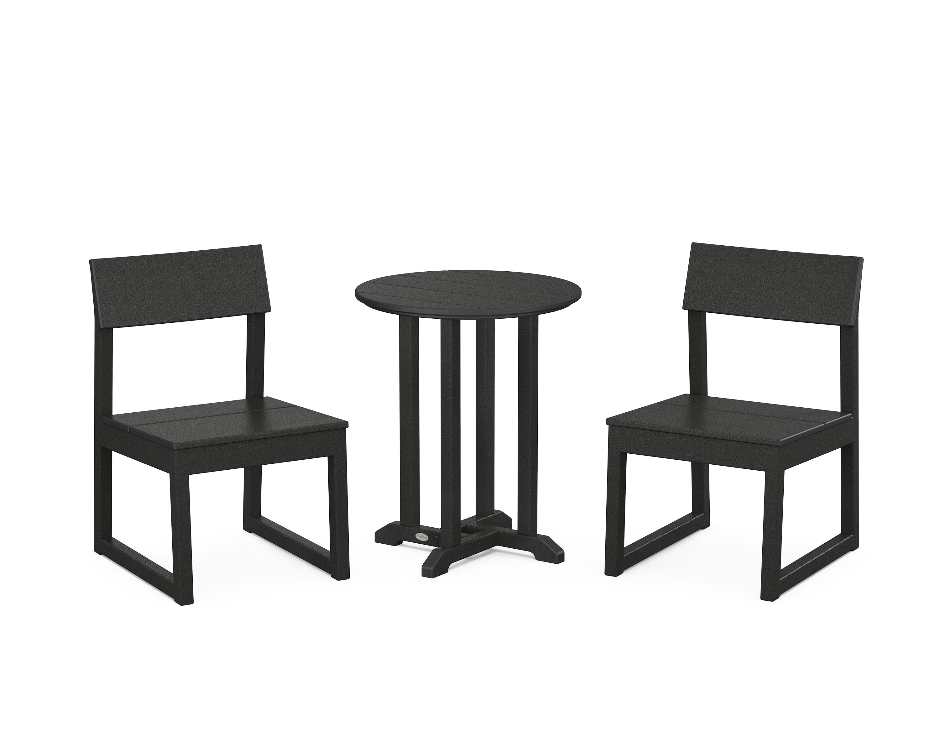 EDGE Side Chair 3-Piece Round Bistro Dining Set in Black