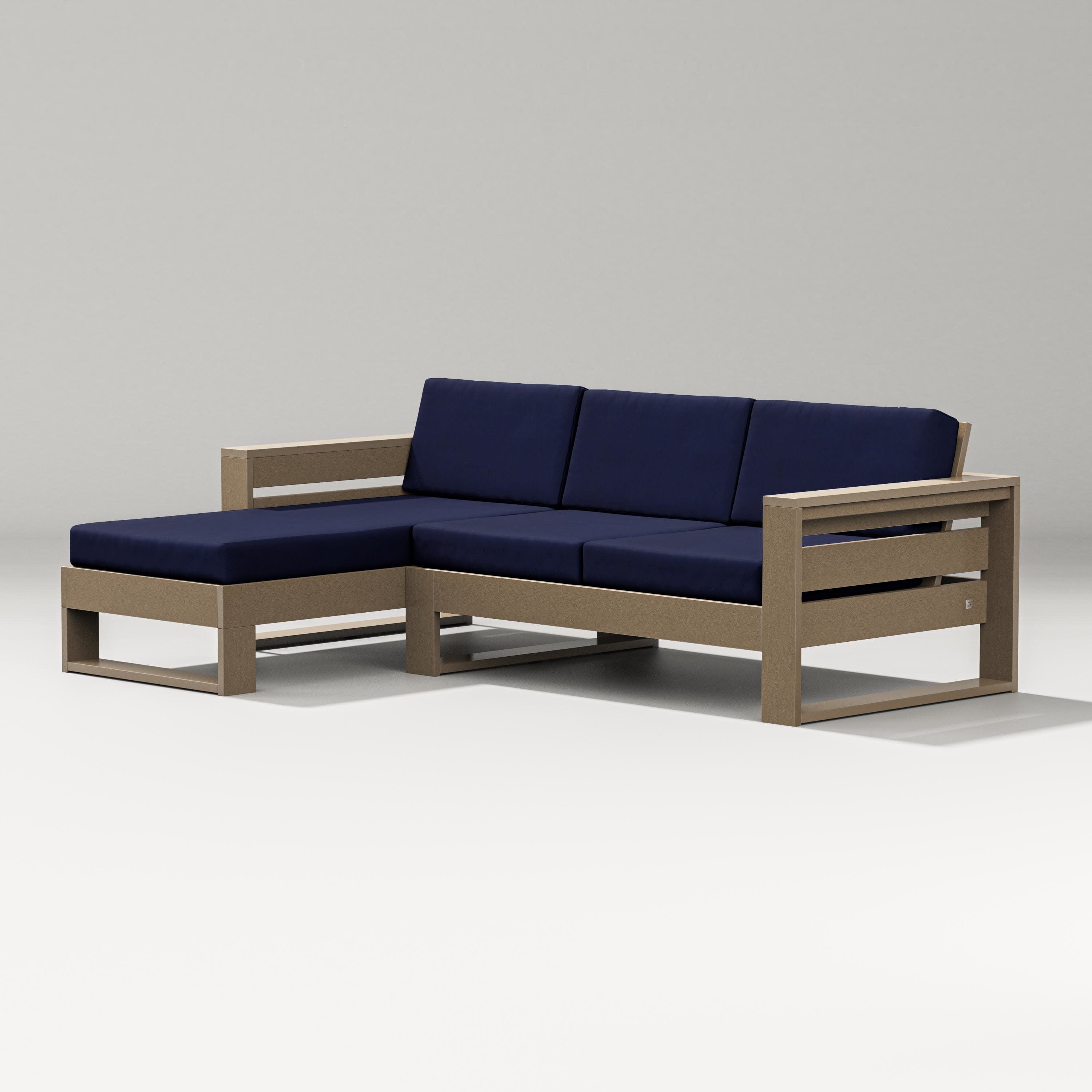 Latitude Left Chaise Sectional in Vintage Sahara / Navy