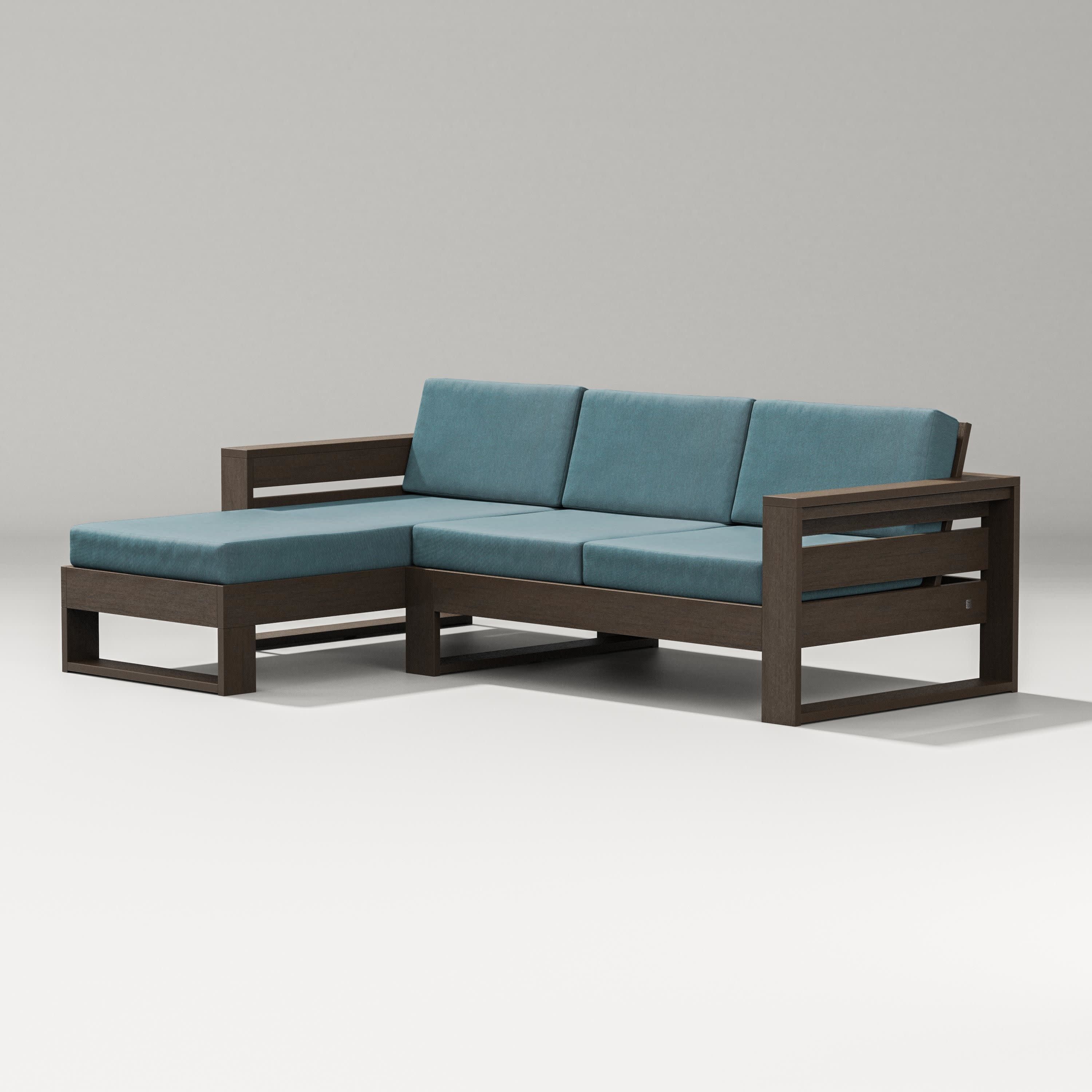 Latitude Left Chaise Sectional in Kona / Ocean Teal