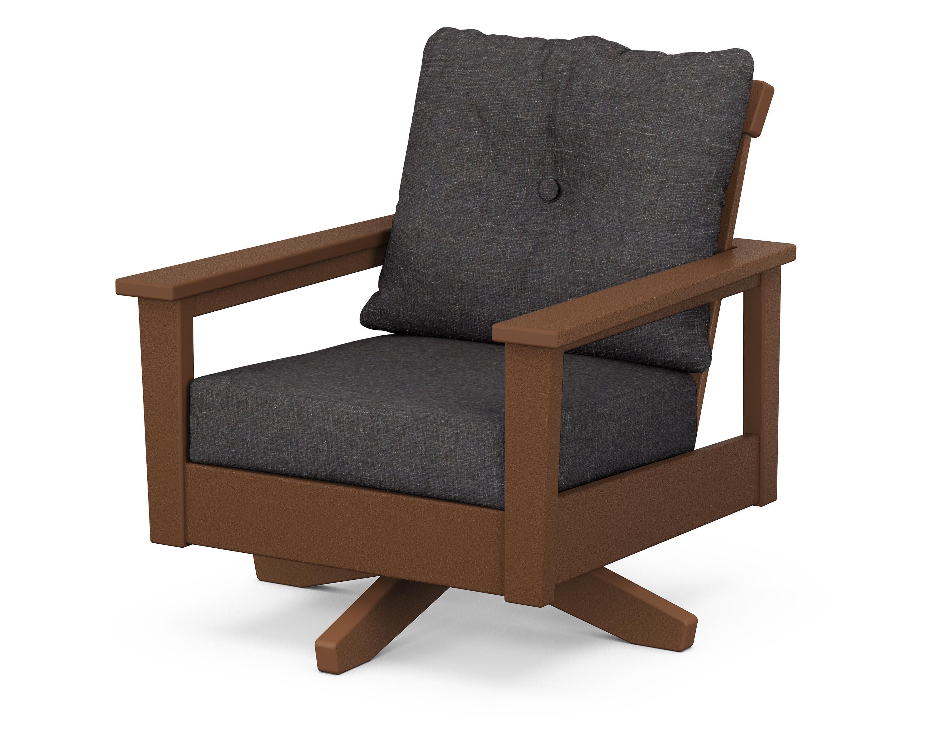 Prescott Deep Seating Swivel Chair in Teak / Ash Charcoal