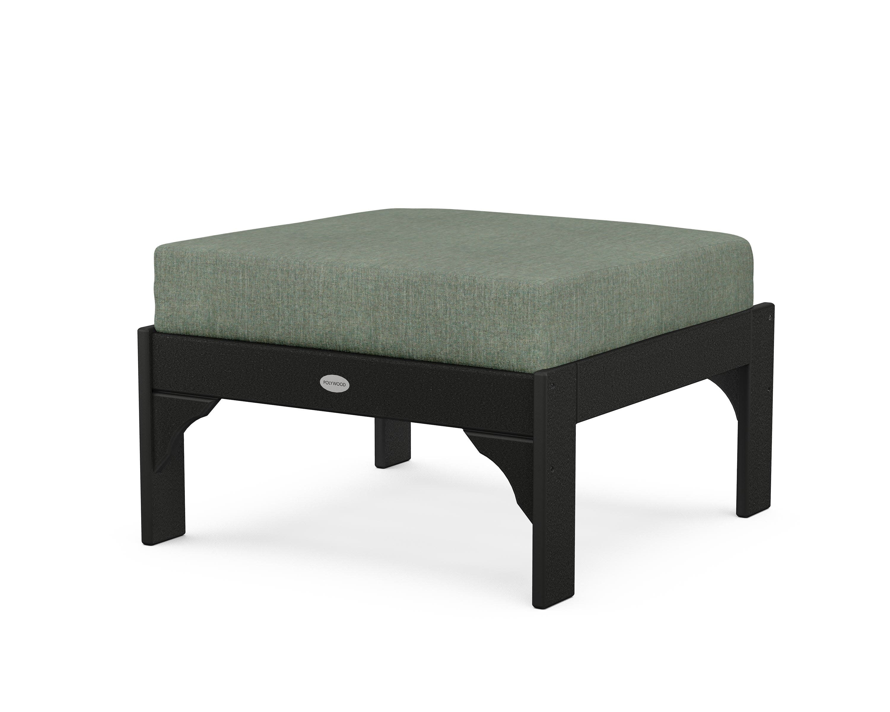 Vineyard Deep Seating Ottoman in Black / Cast Sage