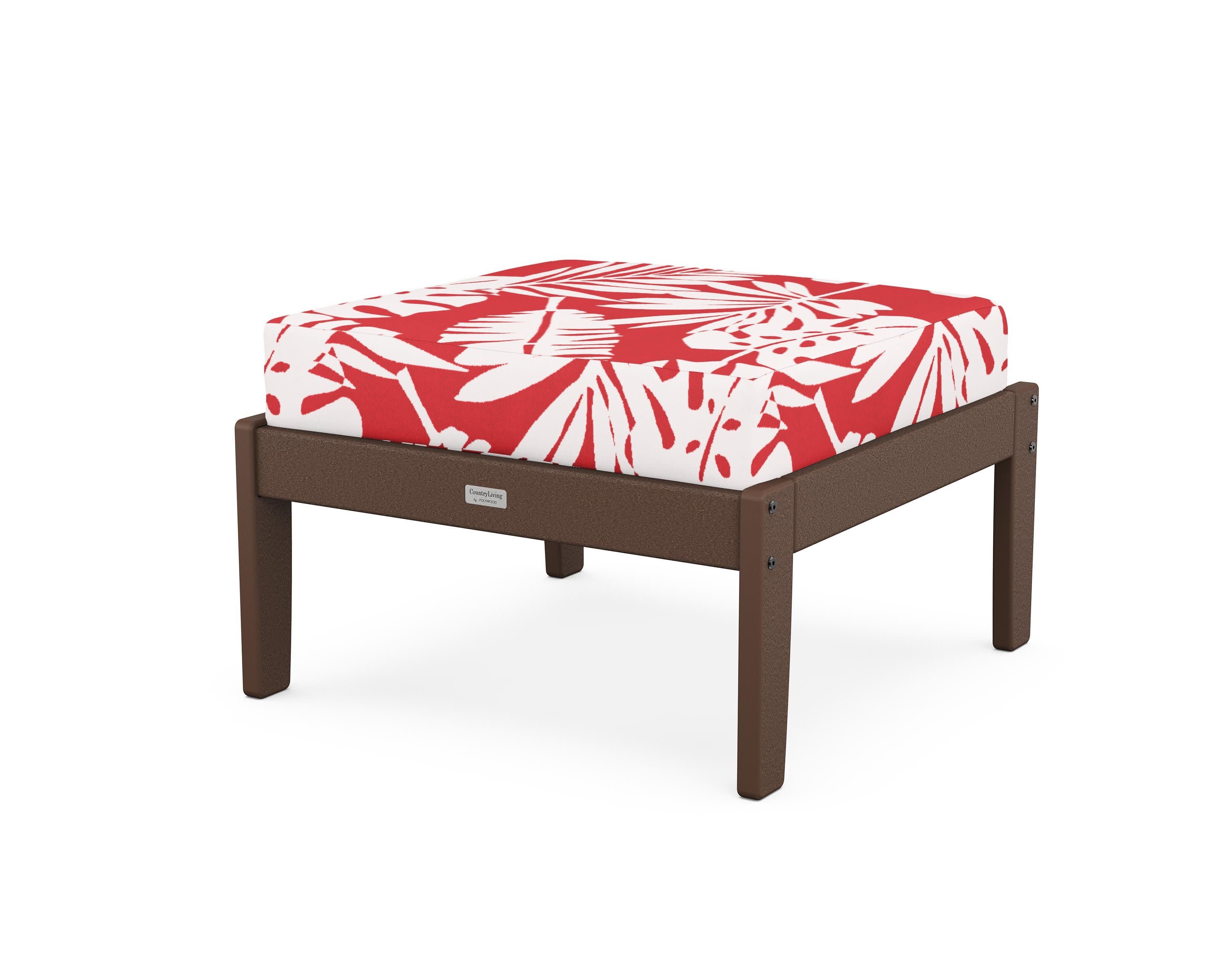 Cottage Deep Seating Ottoman in Mahogany / Leaf Crimson