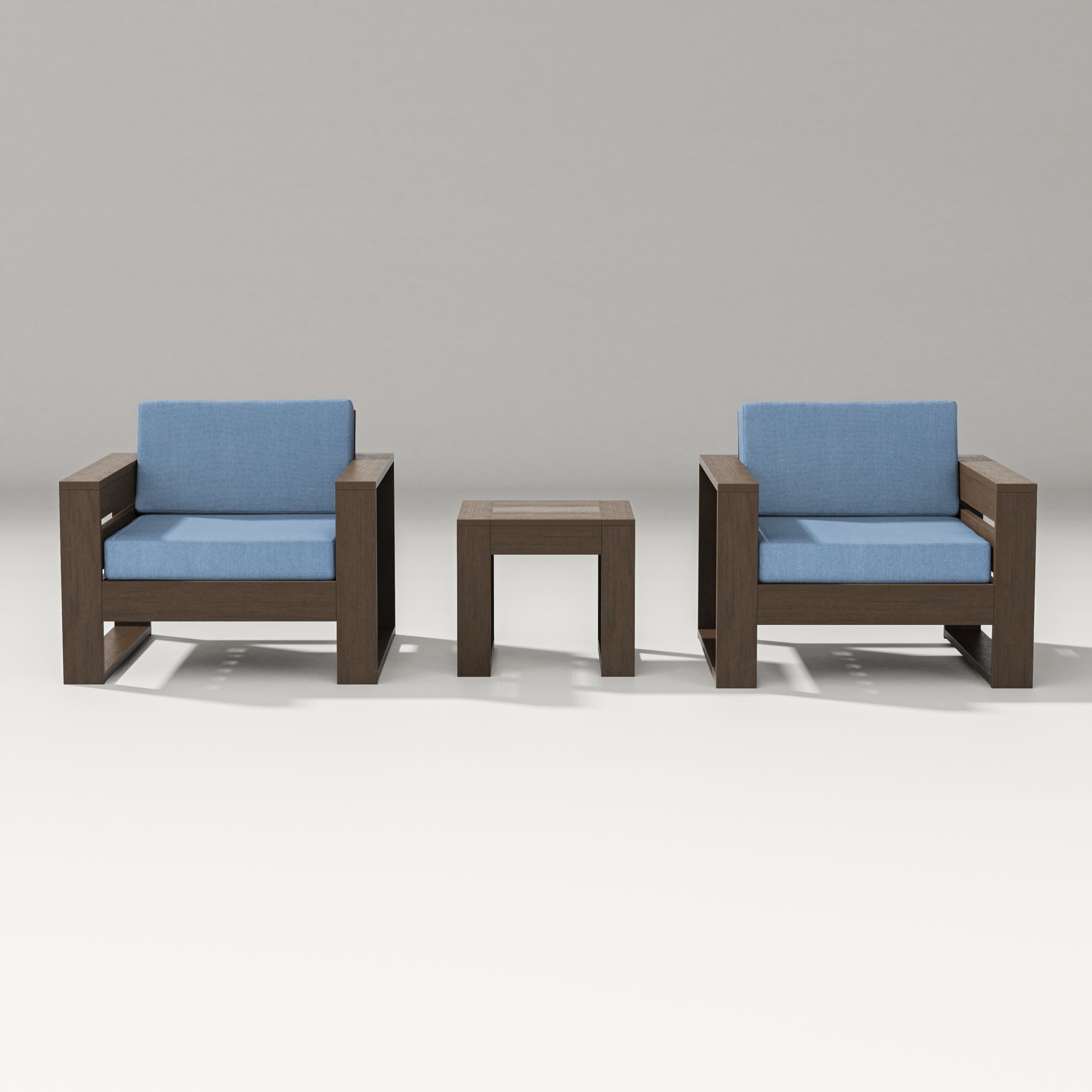 Latitude 3-Piece Lounge Chair Set in Kona / Sky Blue