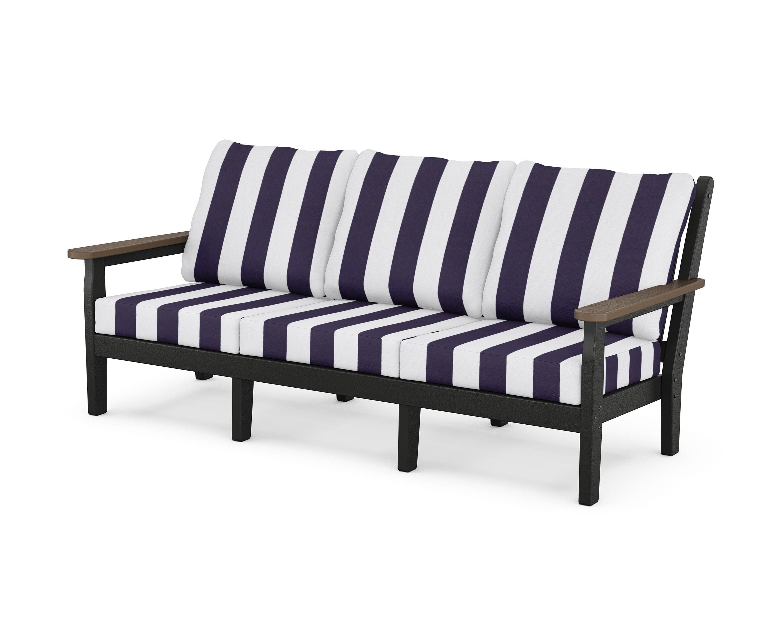 Chippendale Deep Seating Sofa in Black / Kona / Cabana Stripe Navy