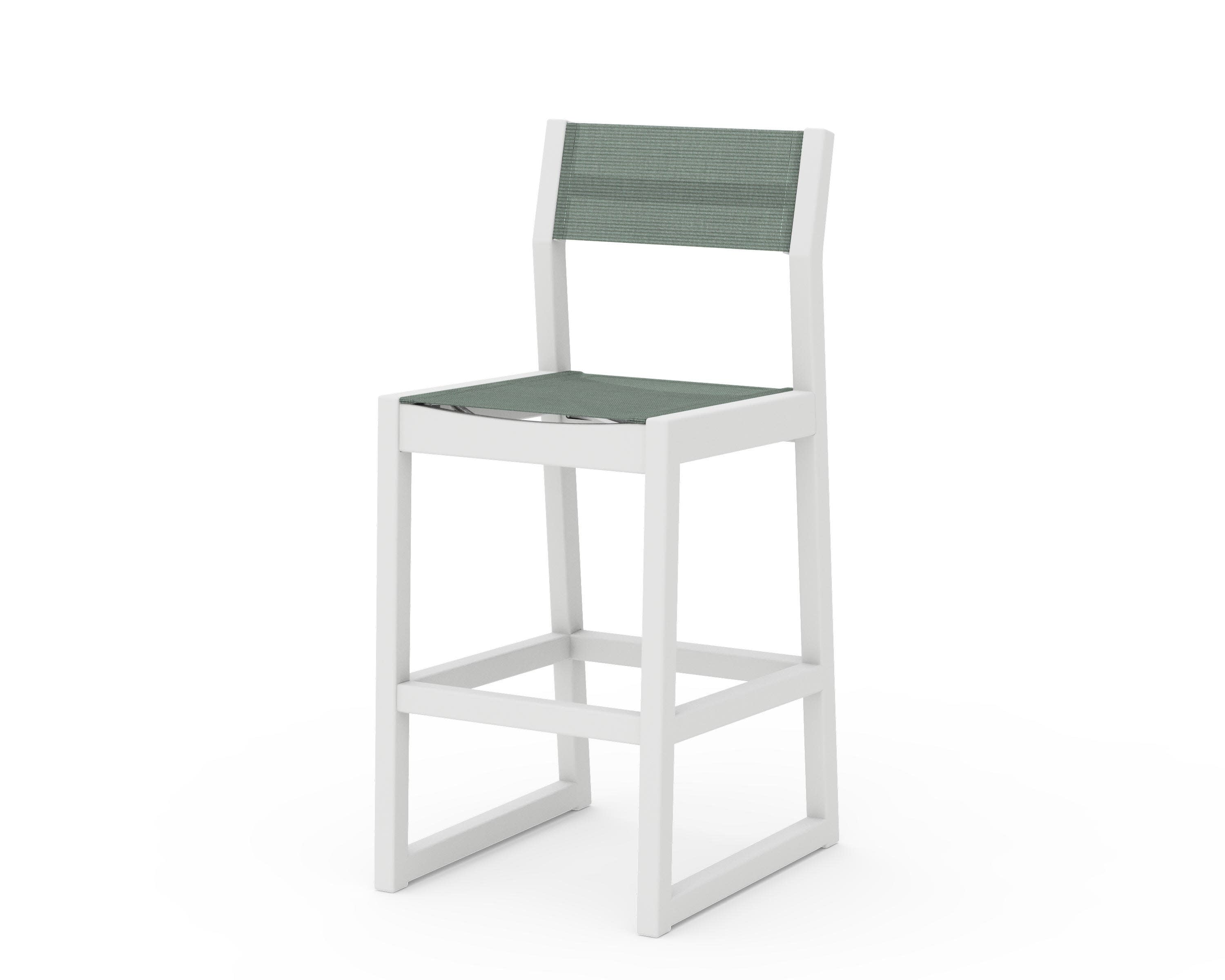 EDGE Sling Bar Side Chair in White / Dupioni Sea Mist Sling