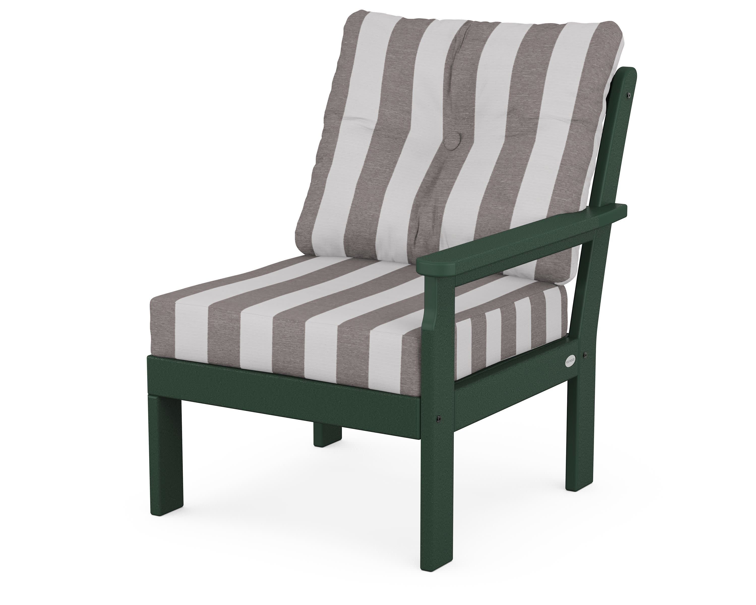 Vineyard Modular Right Arm Chair in Green / Cabana Stripe Grey Mist