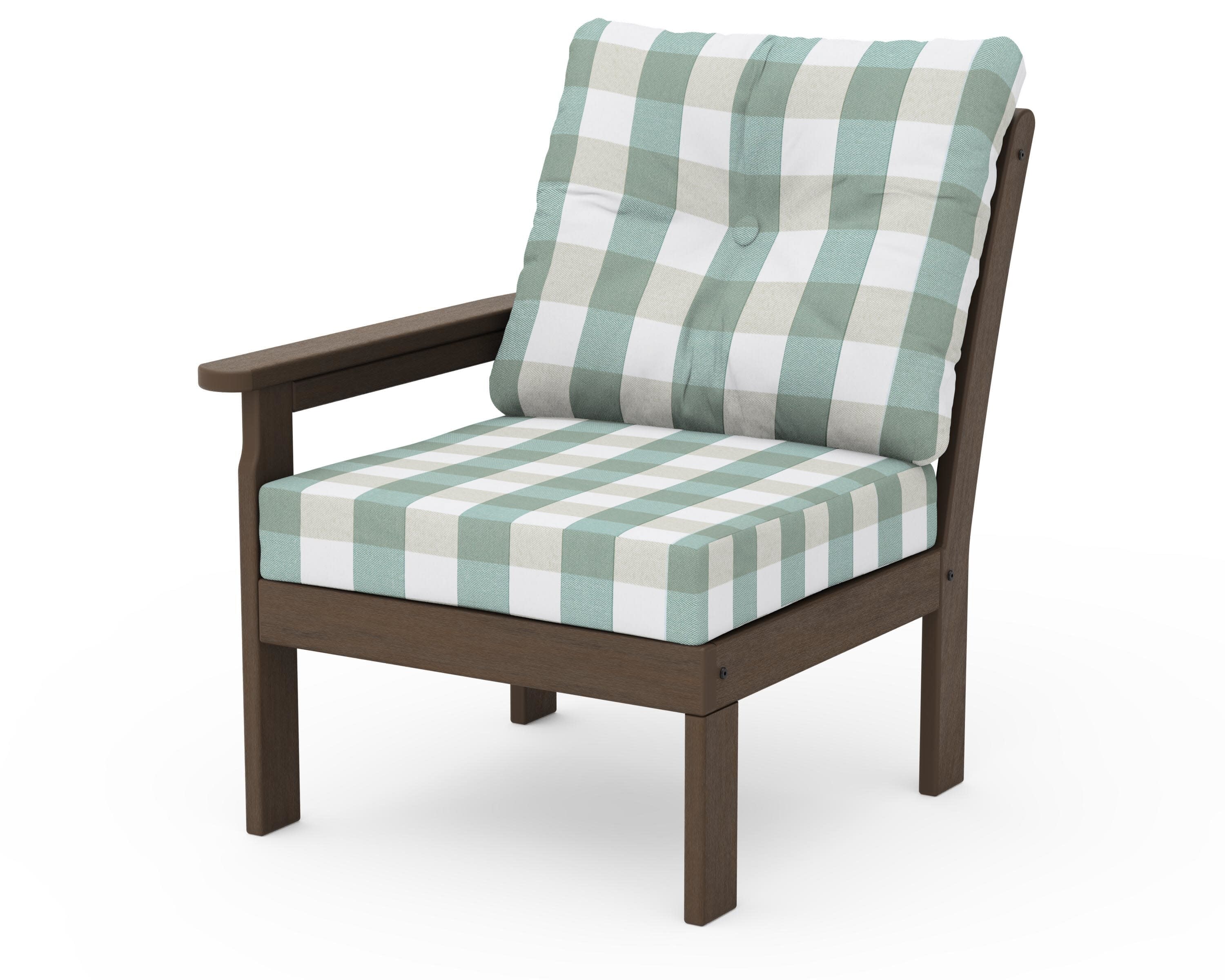 Vineyard Modular Left Arm Chair in Kona / Buffalo Plaid Glacier Spa