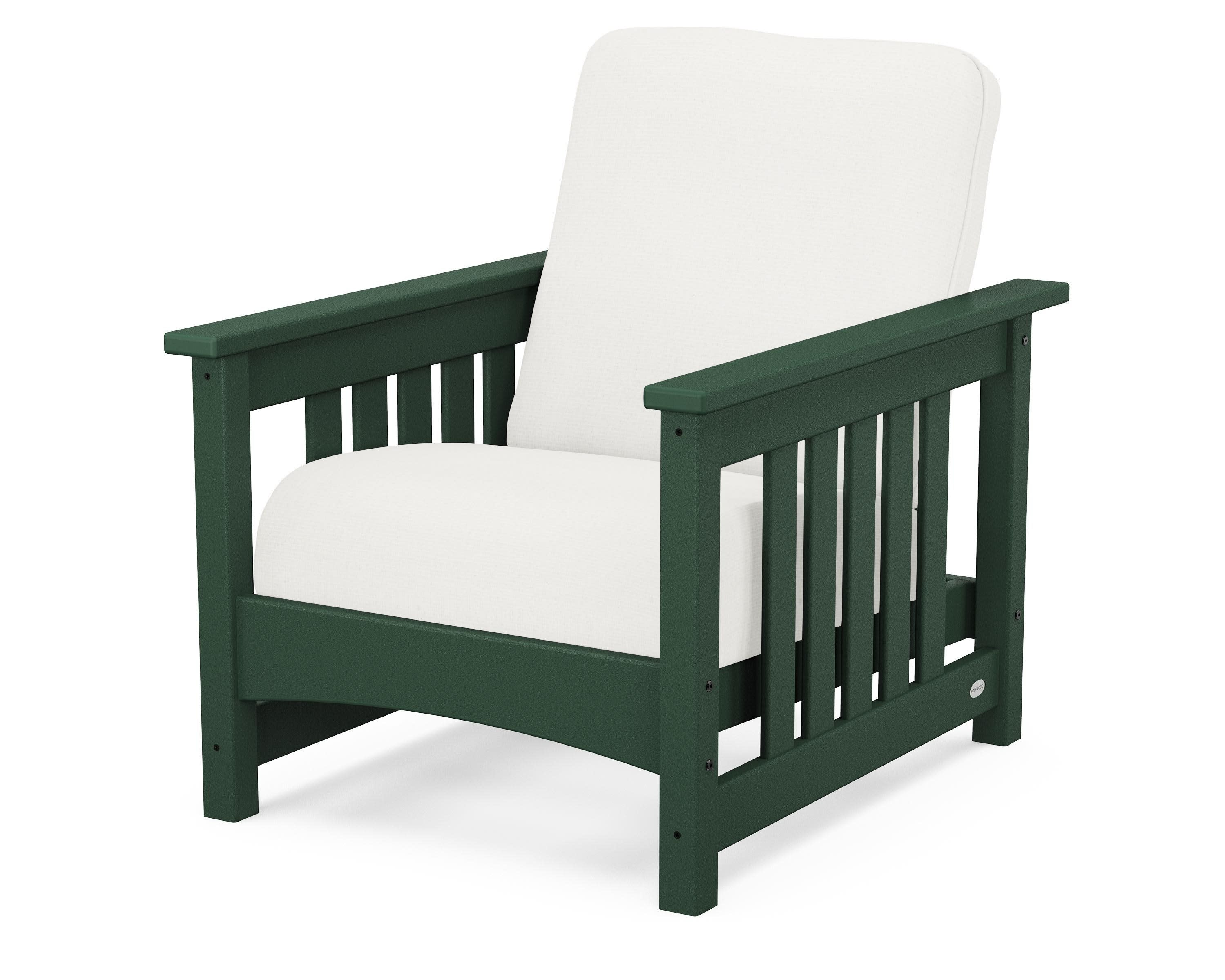 Club Mission Chair in Green / Natural Linen