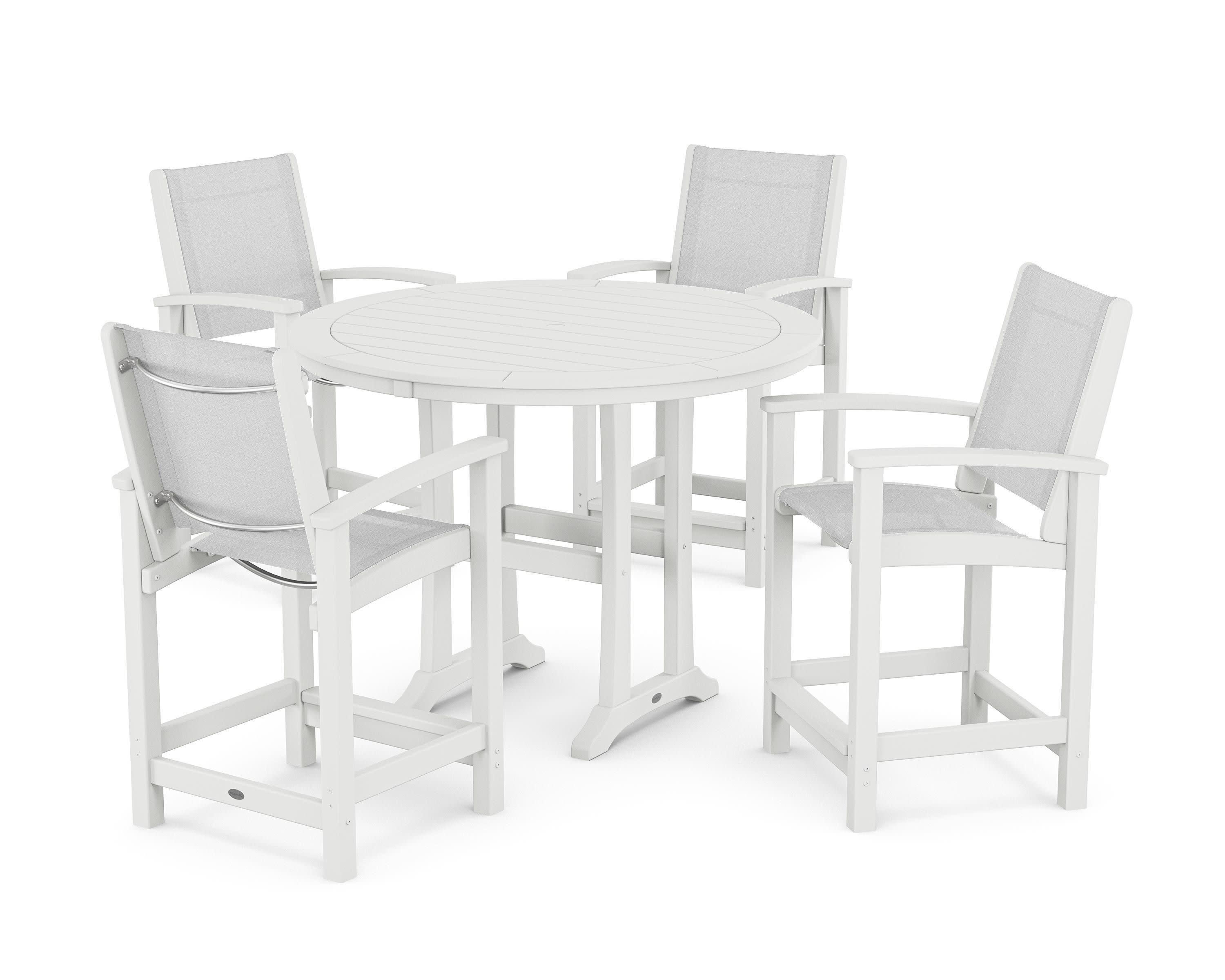 Coastal 5-Piece Counter Set in White / White Sling