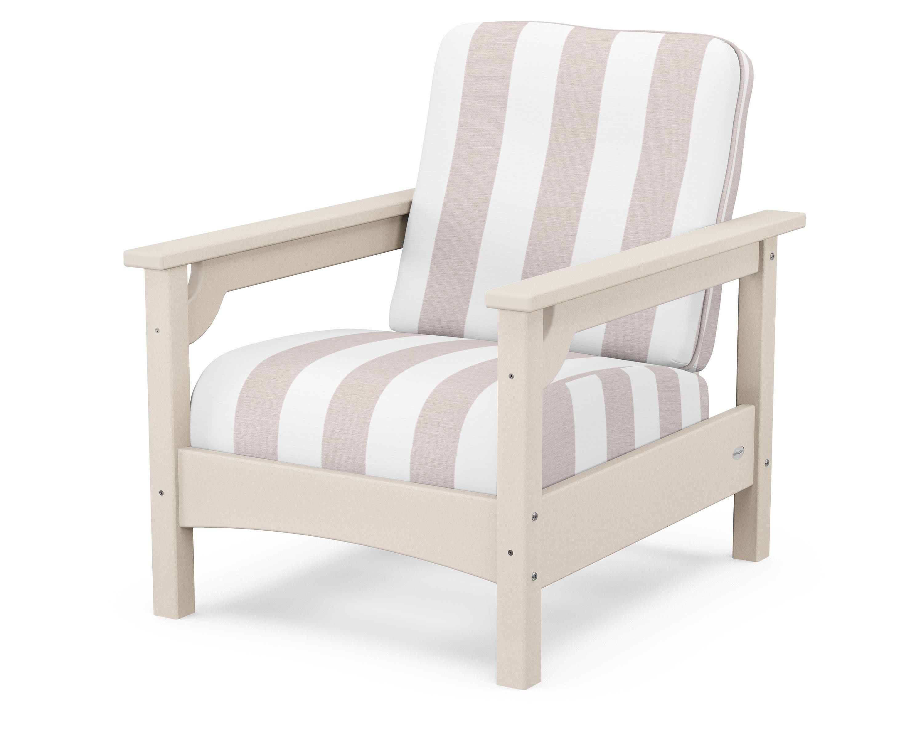 Club Chair in Sand / Cabana Stripe Dune Burlap