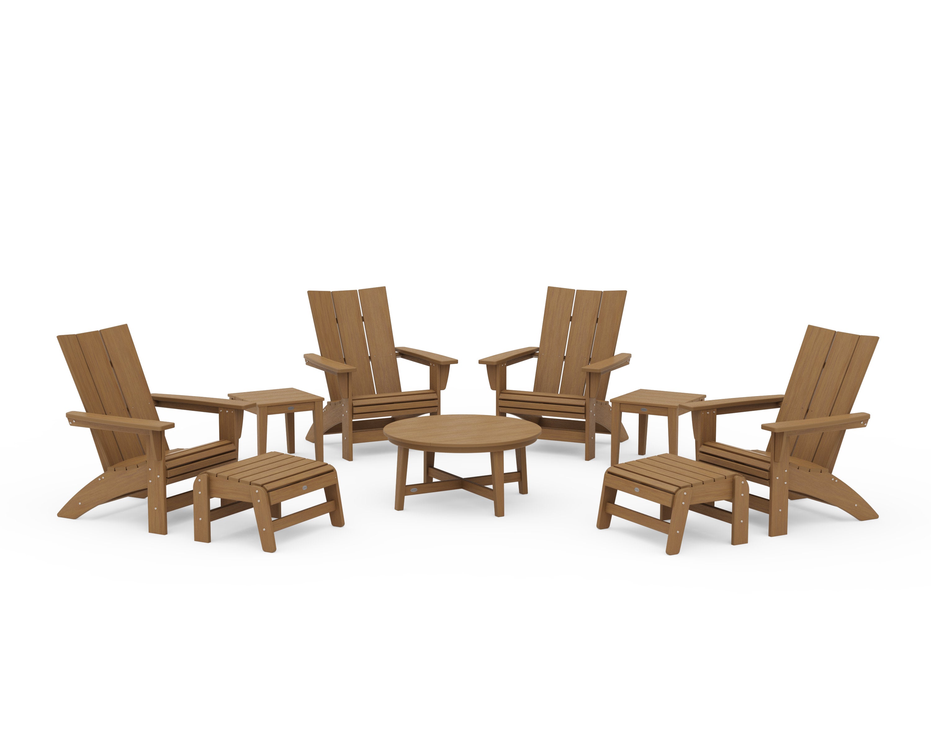 Modern Grand Adirondack 9-Piece Conversation Set in Natural