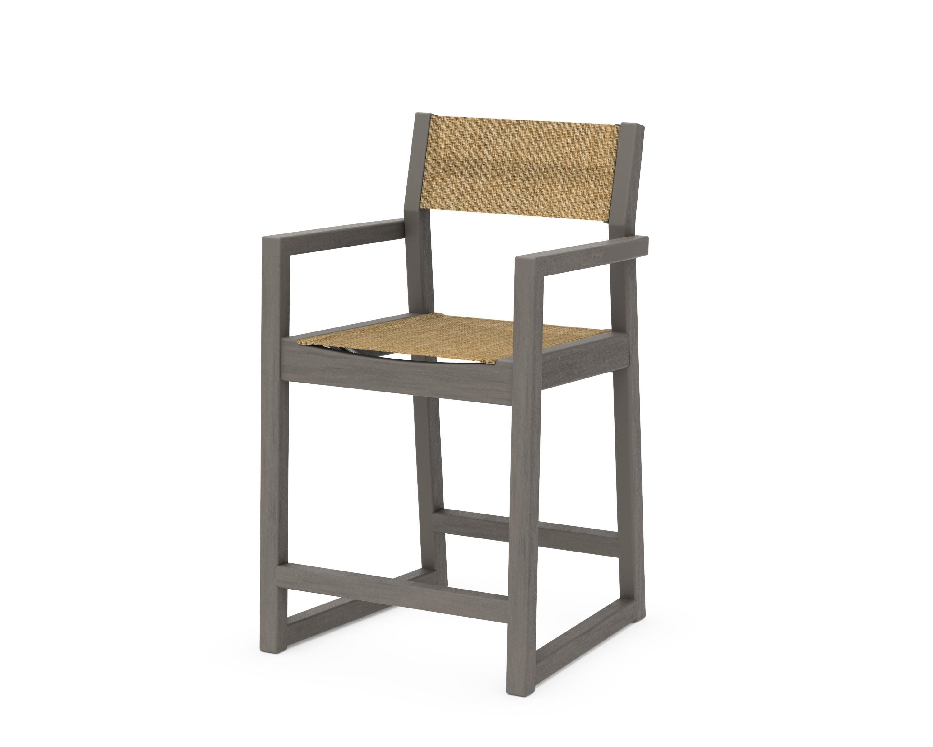 EDGE Sling Counter Arm Chair in Driftwood / Burlap Sling