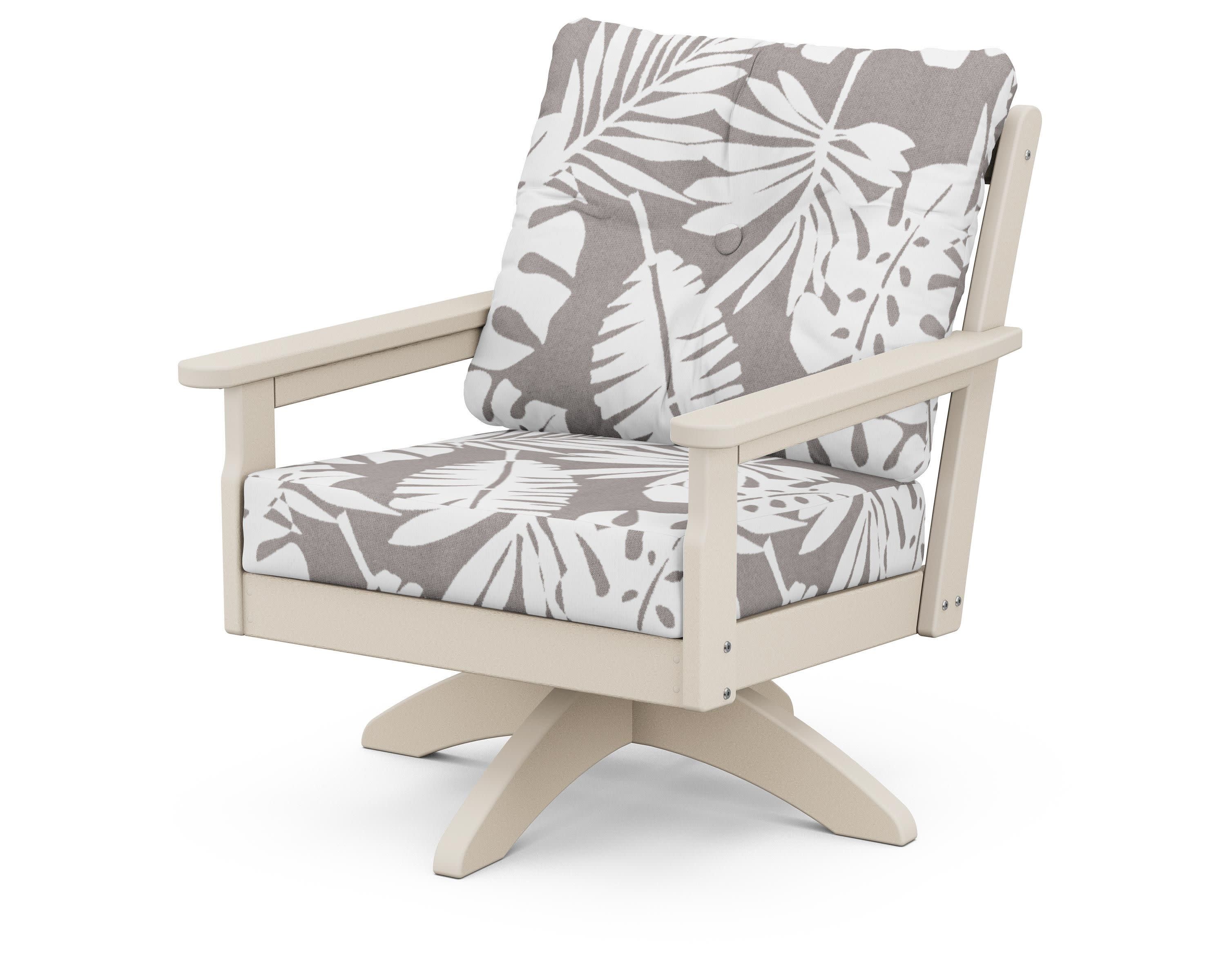 Vineyard Deep Seating Swivel Chair in Sand / Leaf Grey Mist
