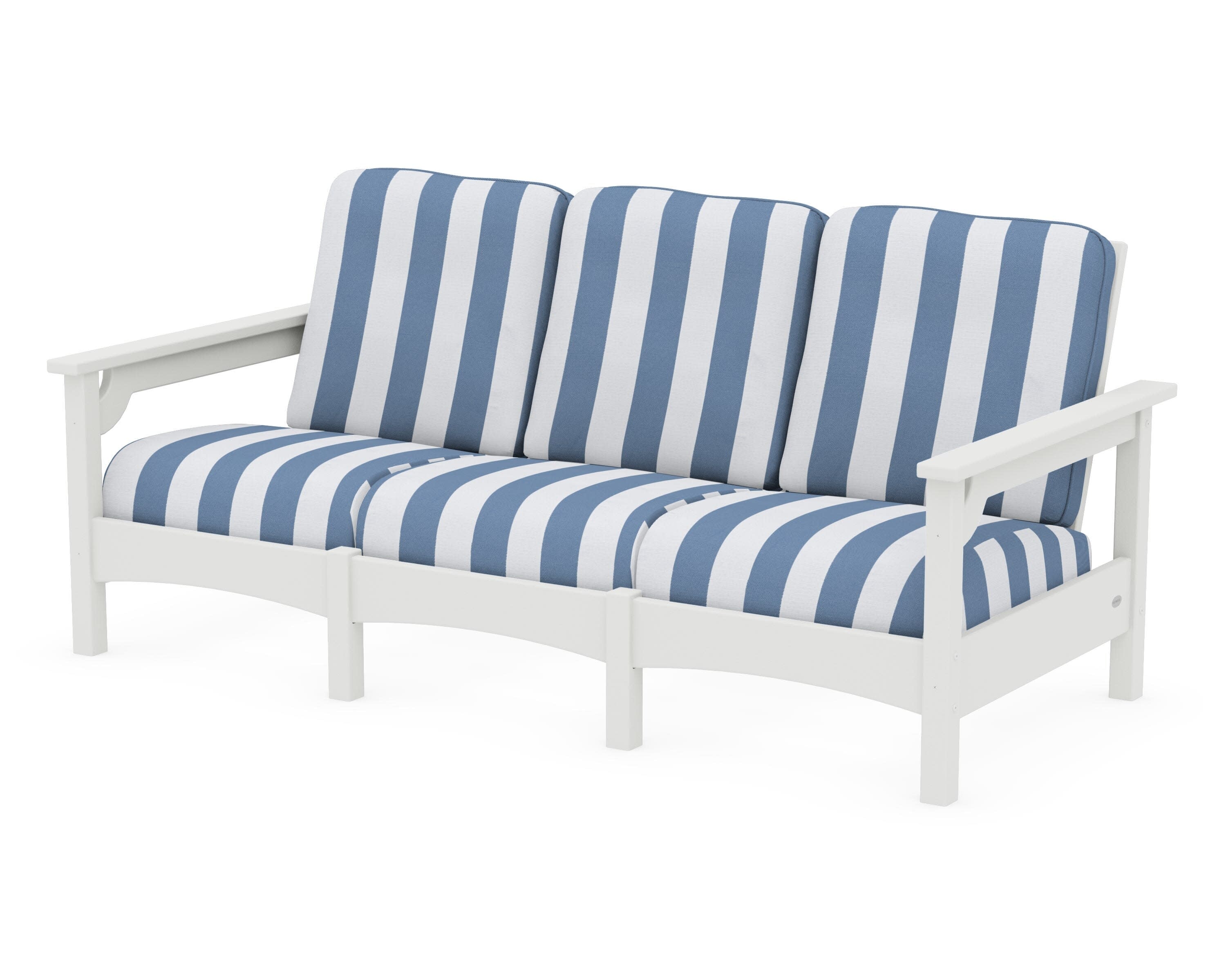 Club Sofa in Vintage White / Cabana Stripe Sky Blue
