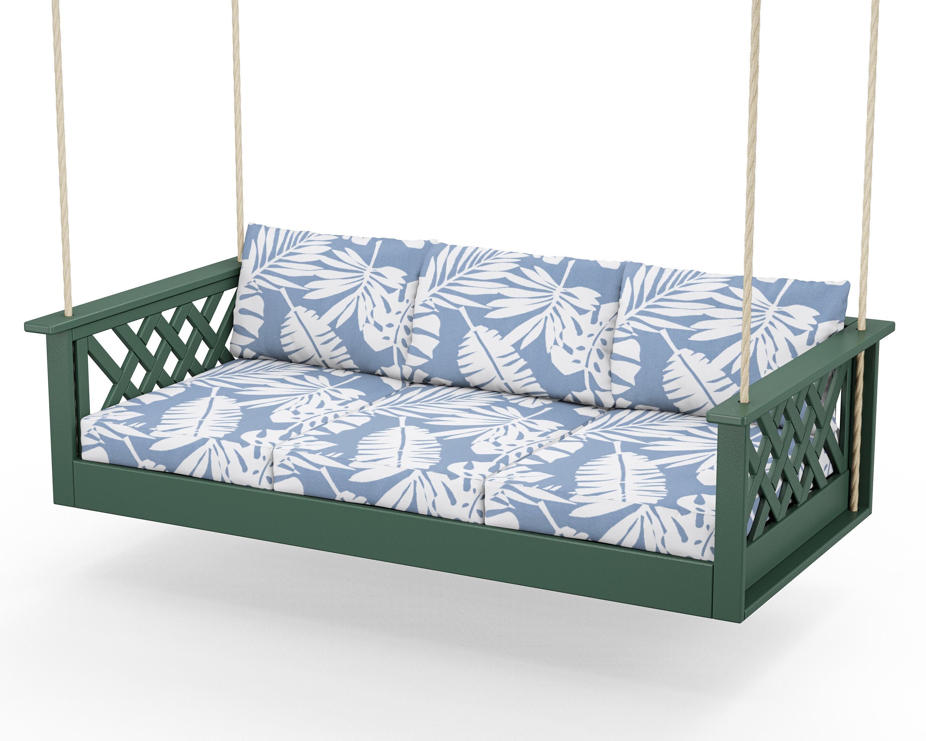 Wovendale Daybed Swing in Green / Leaf Sky Blue