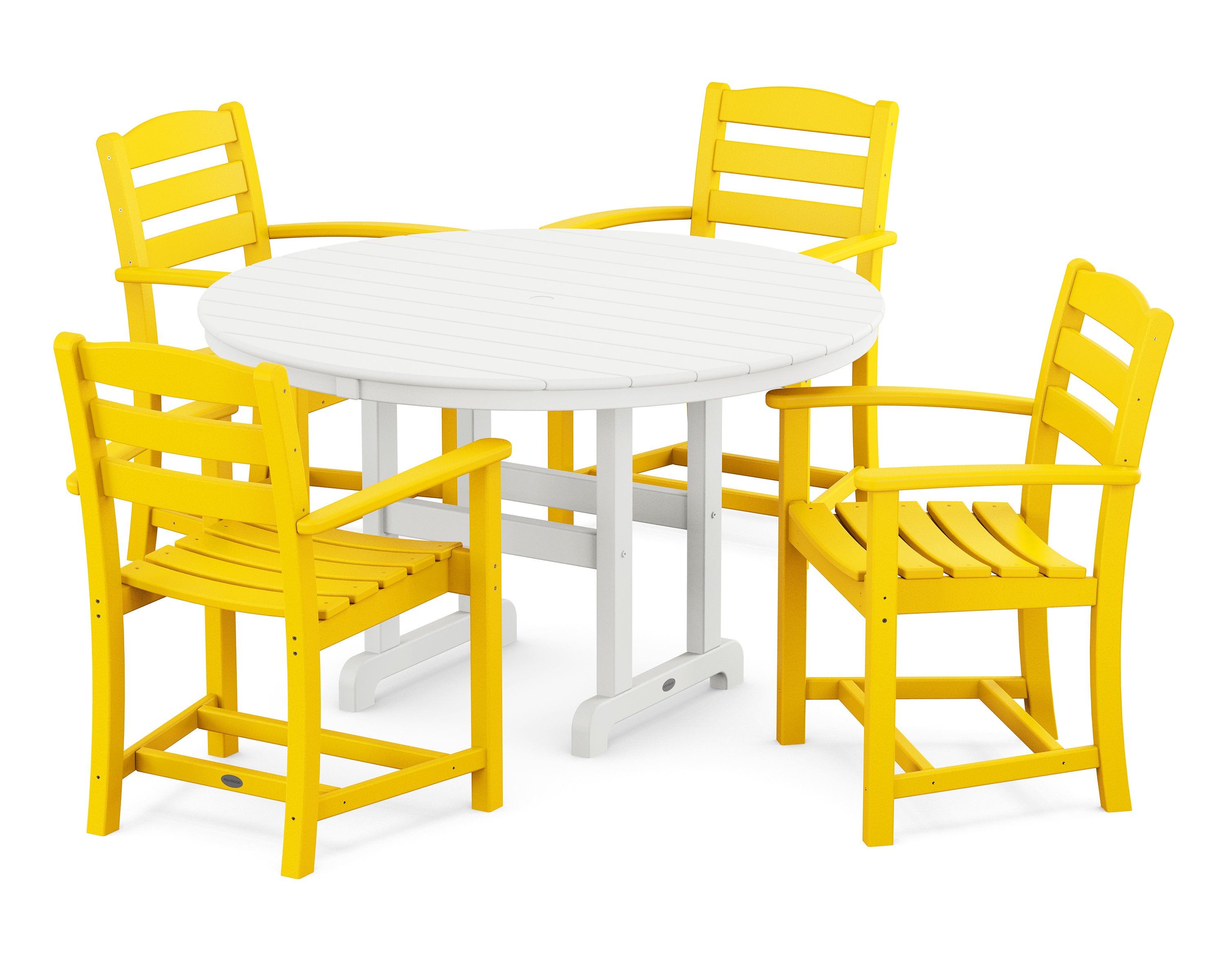 La Casa Caf 5-Piece Round Farmhouse Dining Set in Lemon / White