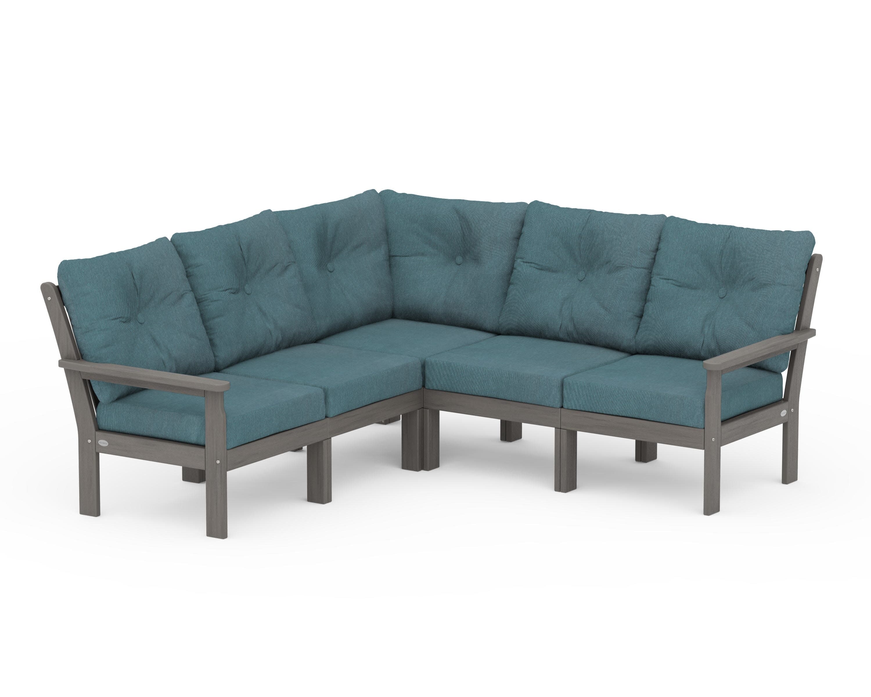 Vineyard 5-Piece Sectional in Driftwood / Ocean Teal