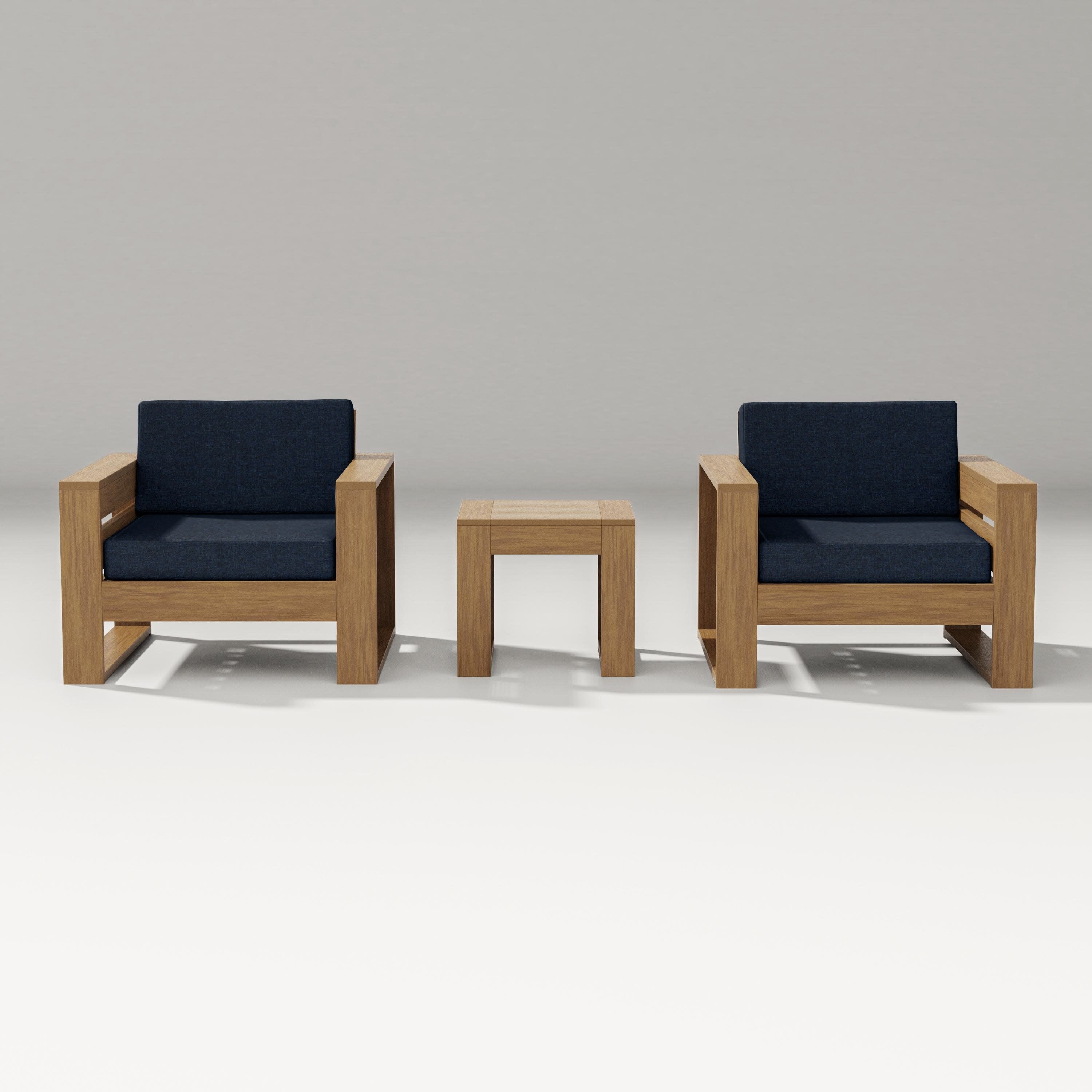 Latitude 3-Piece Lounge Chair Set in Natural / Marine Indigo