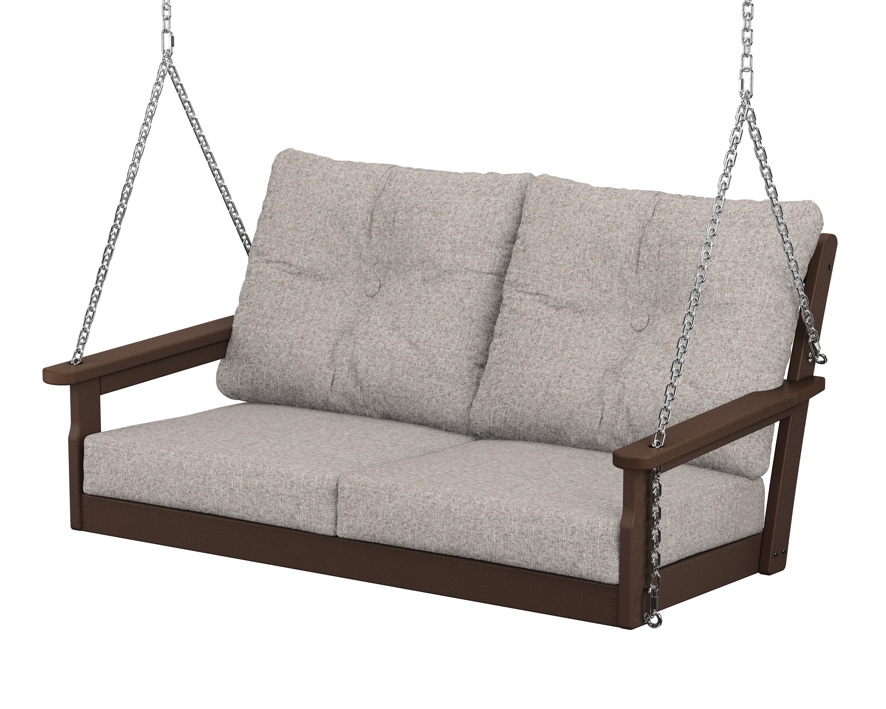 Vineyard Deep Seating Swing in Mahogany / Weathered Tweed