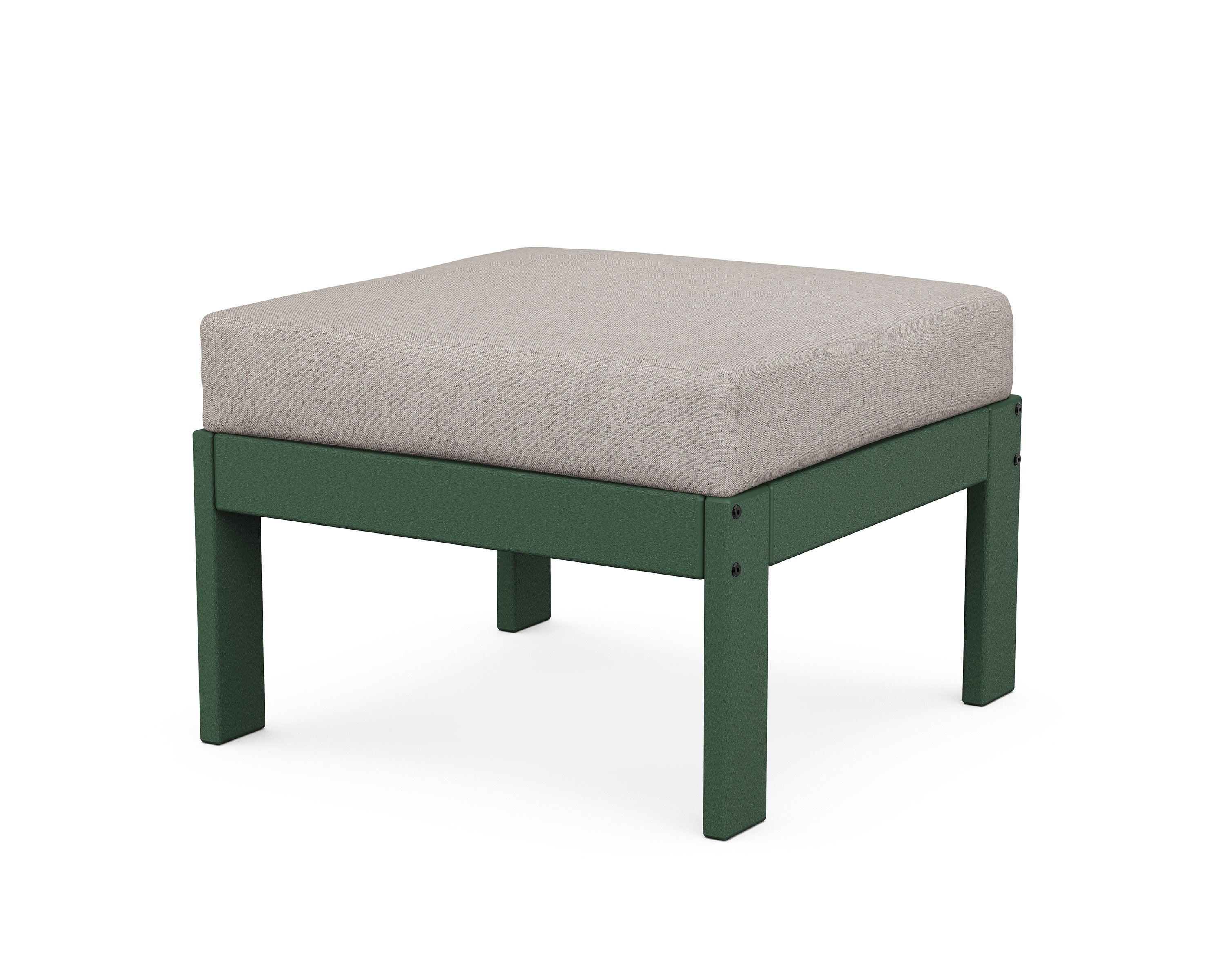 Vineyard Modular Ottoman in Green / Weathered Tweed