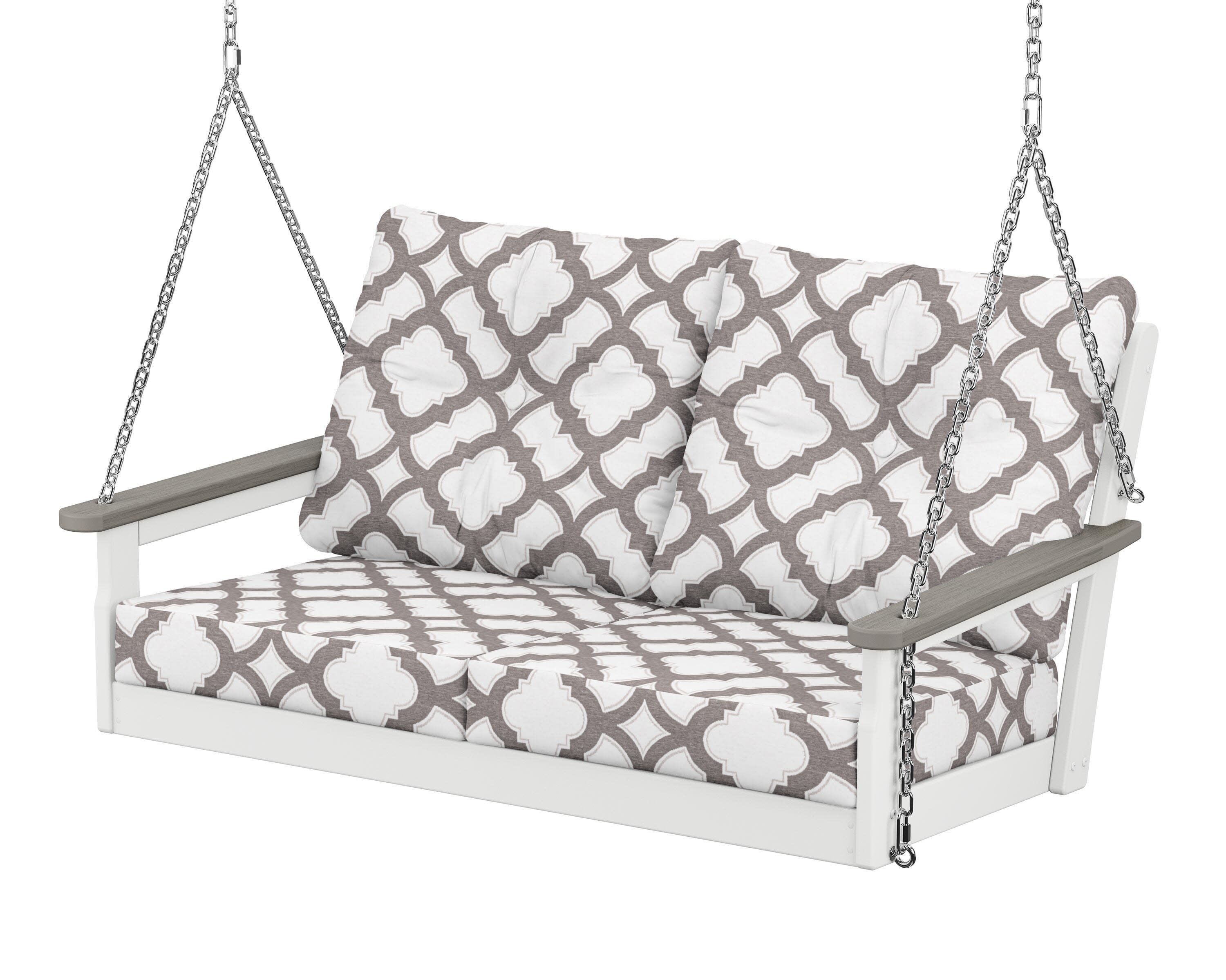Vineyard Deep Seating Swing in White / Driftwood / Trellis Grey Mist