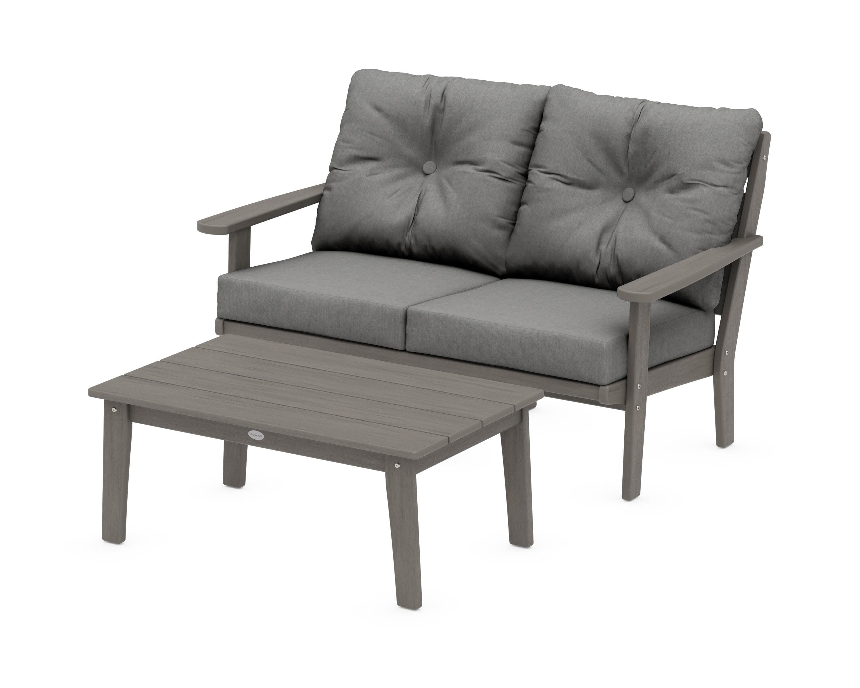 Lakeside 2-Piece Lounge Loveseat Set in Driftwood / Spectrum Carbon