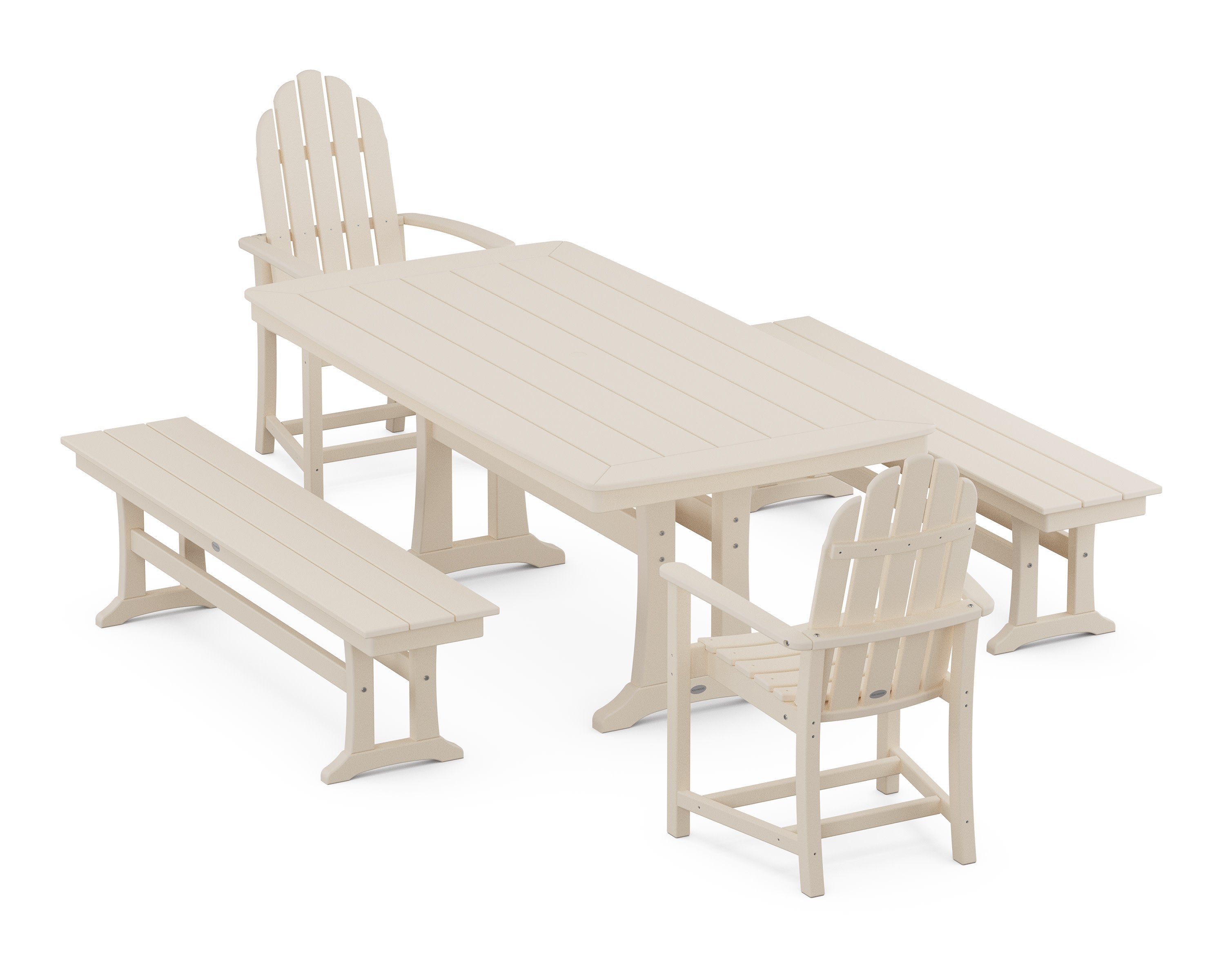 Classic Adirondack 5-Piece Dining Set with Trestle Legs in Sand