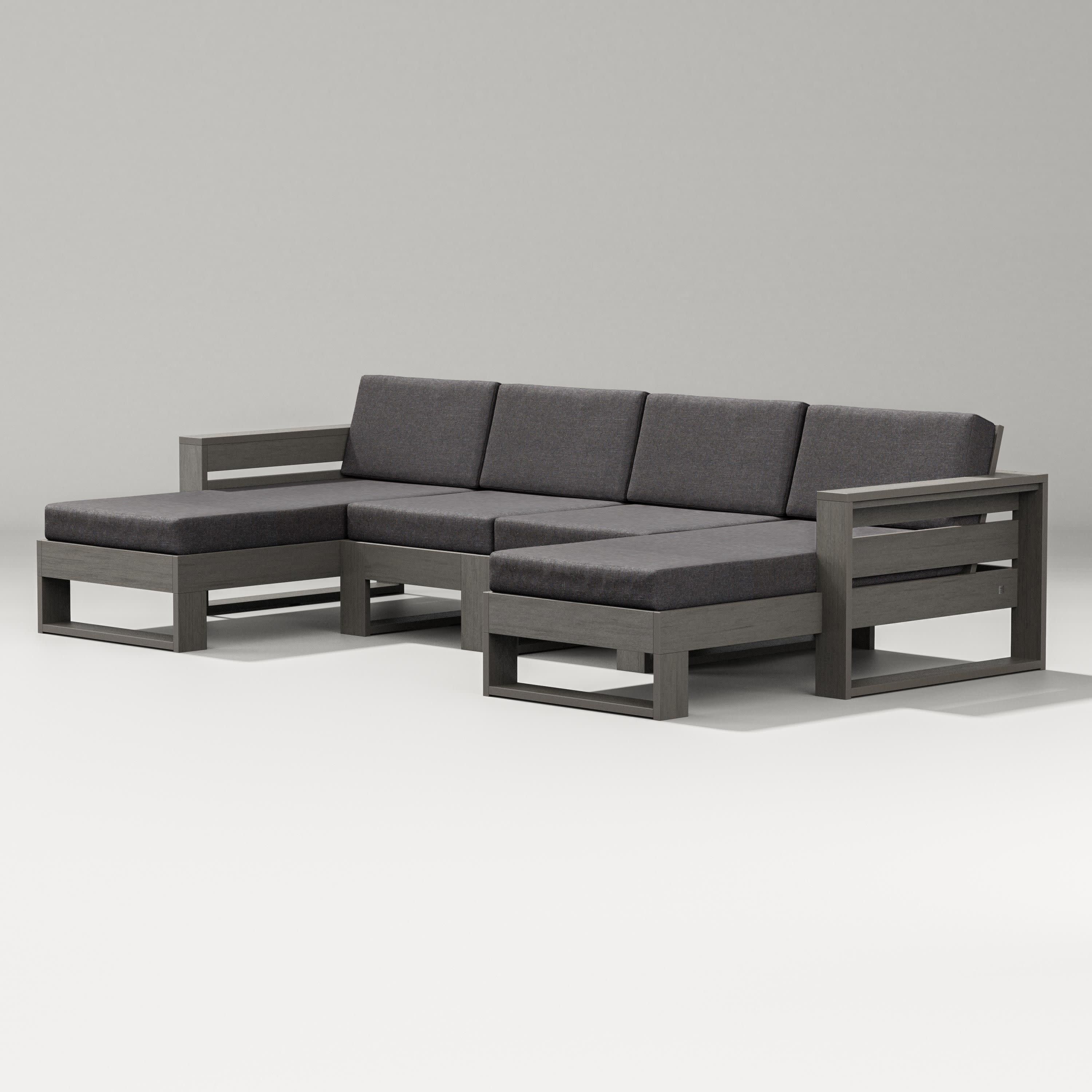 Latitude Double Chaise Sectional in Driftwood / Ash Charcoal