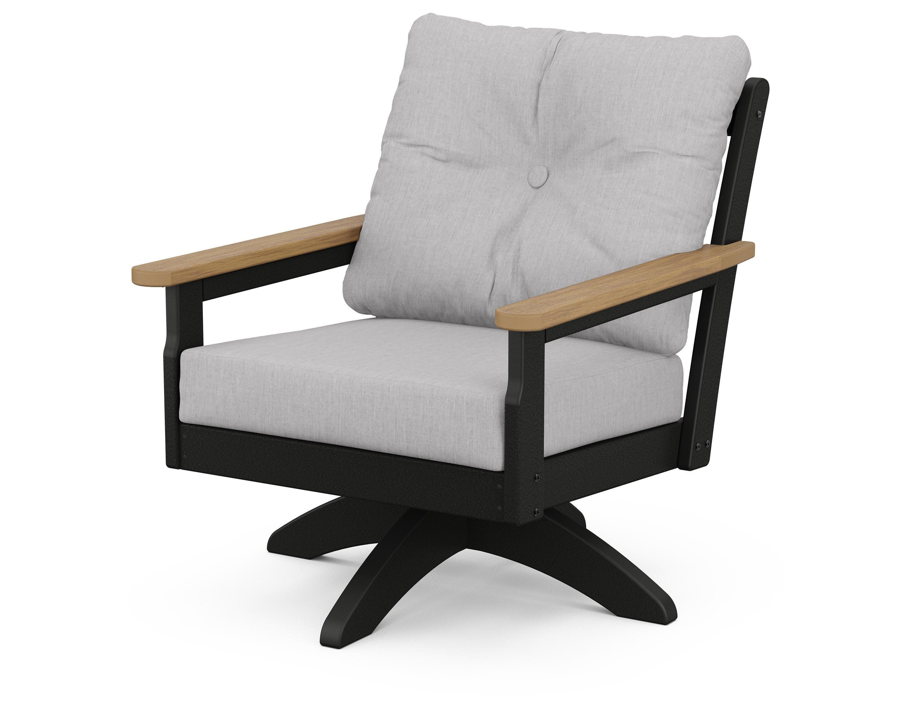 Vineyard Deep Seating Swivel Chair in Black / Natural / Granite