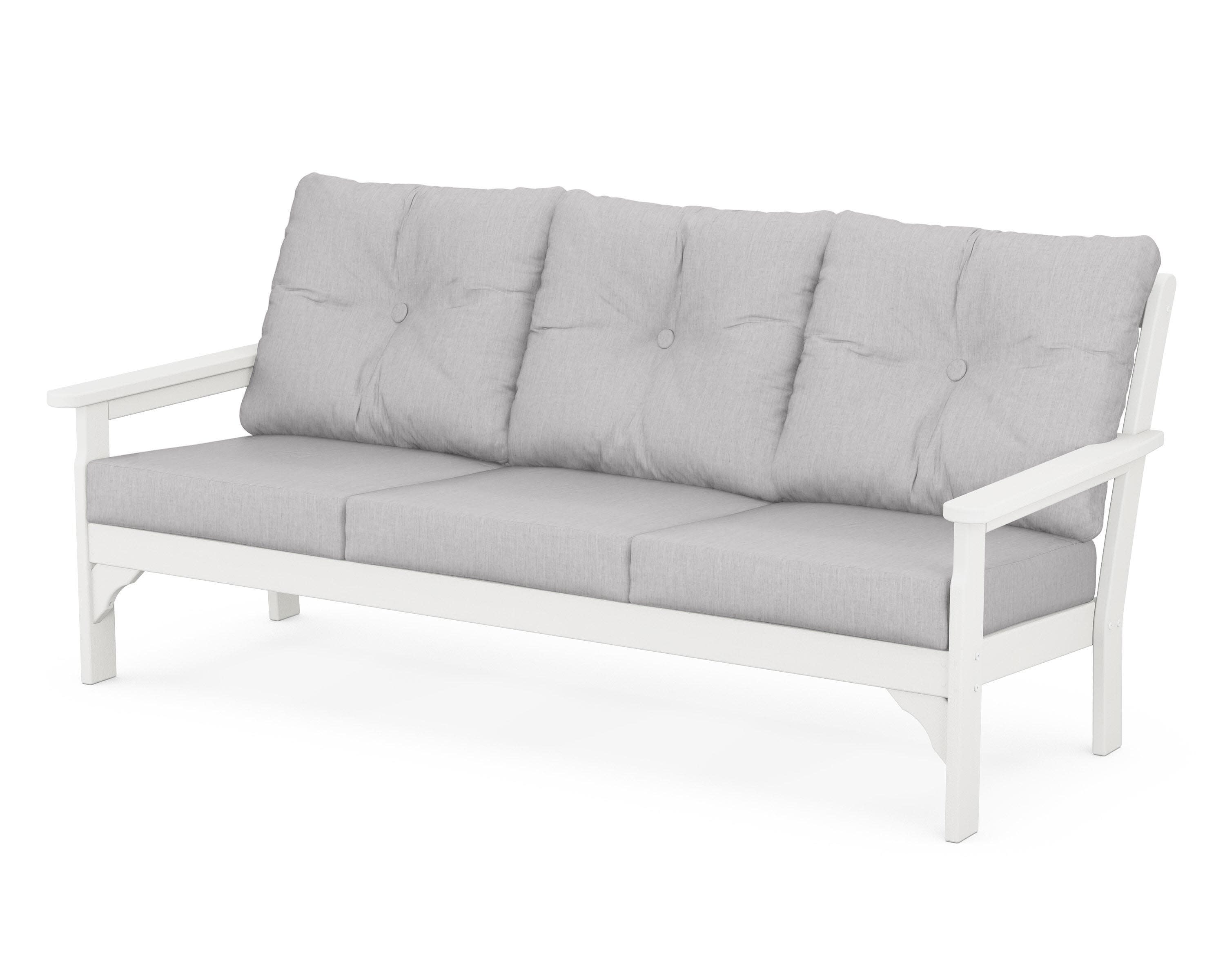 Vineyard Deep Seating Sofa in White / Granite