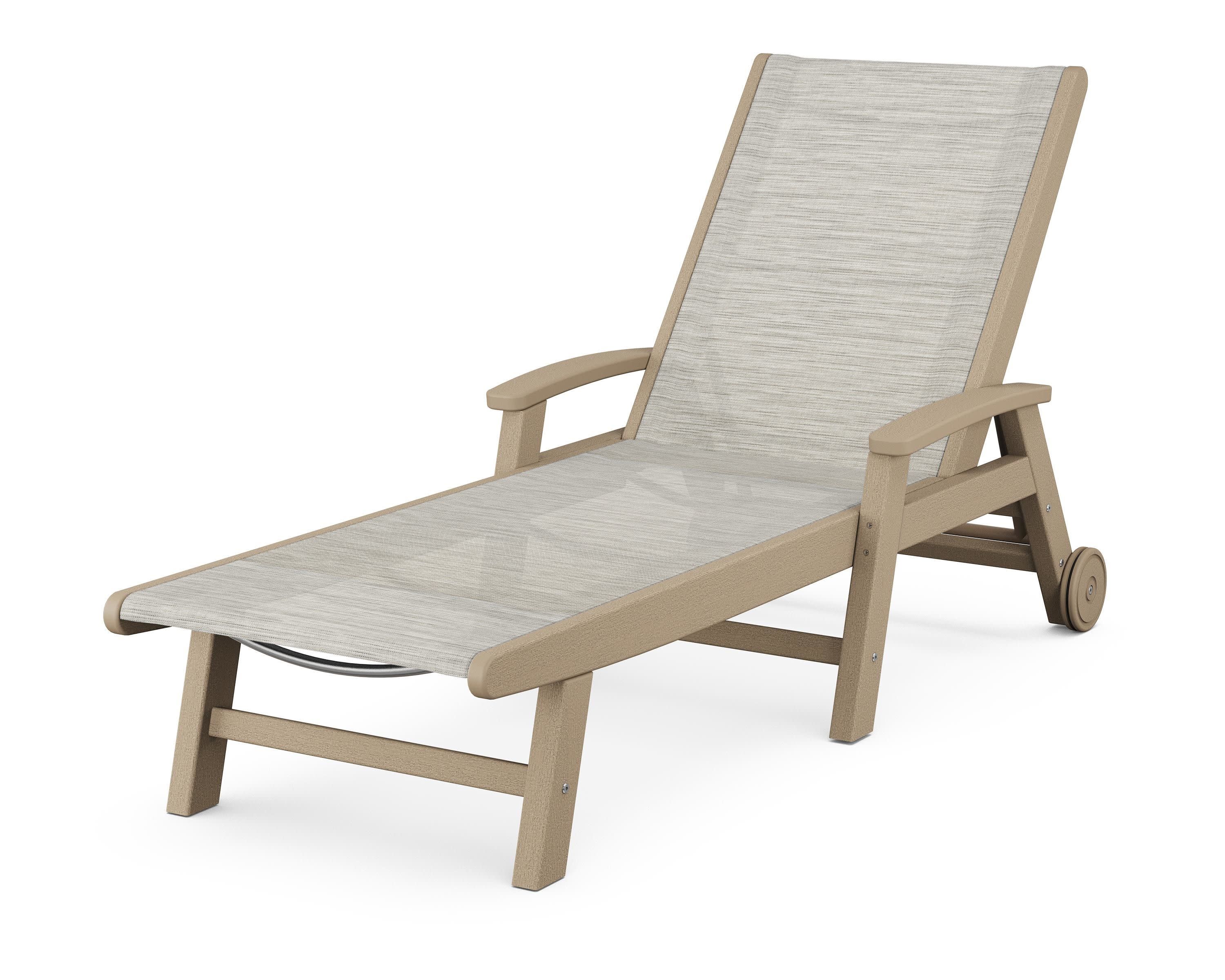 Coastal Chaise with Wheels in Vintage Sahara / Birch Sling
