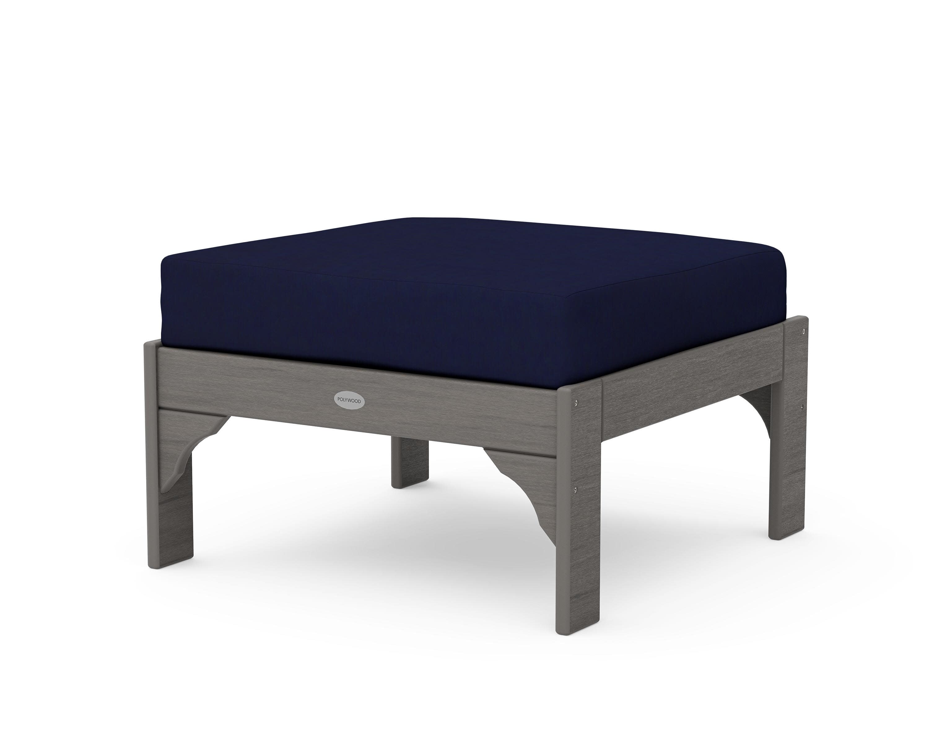 Vineyard Deep Seating Ottoman in Driftwood / Navy