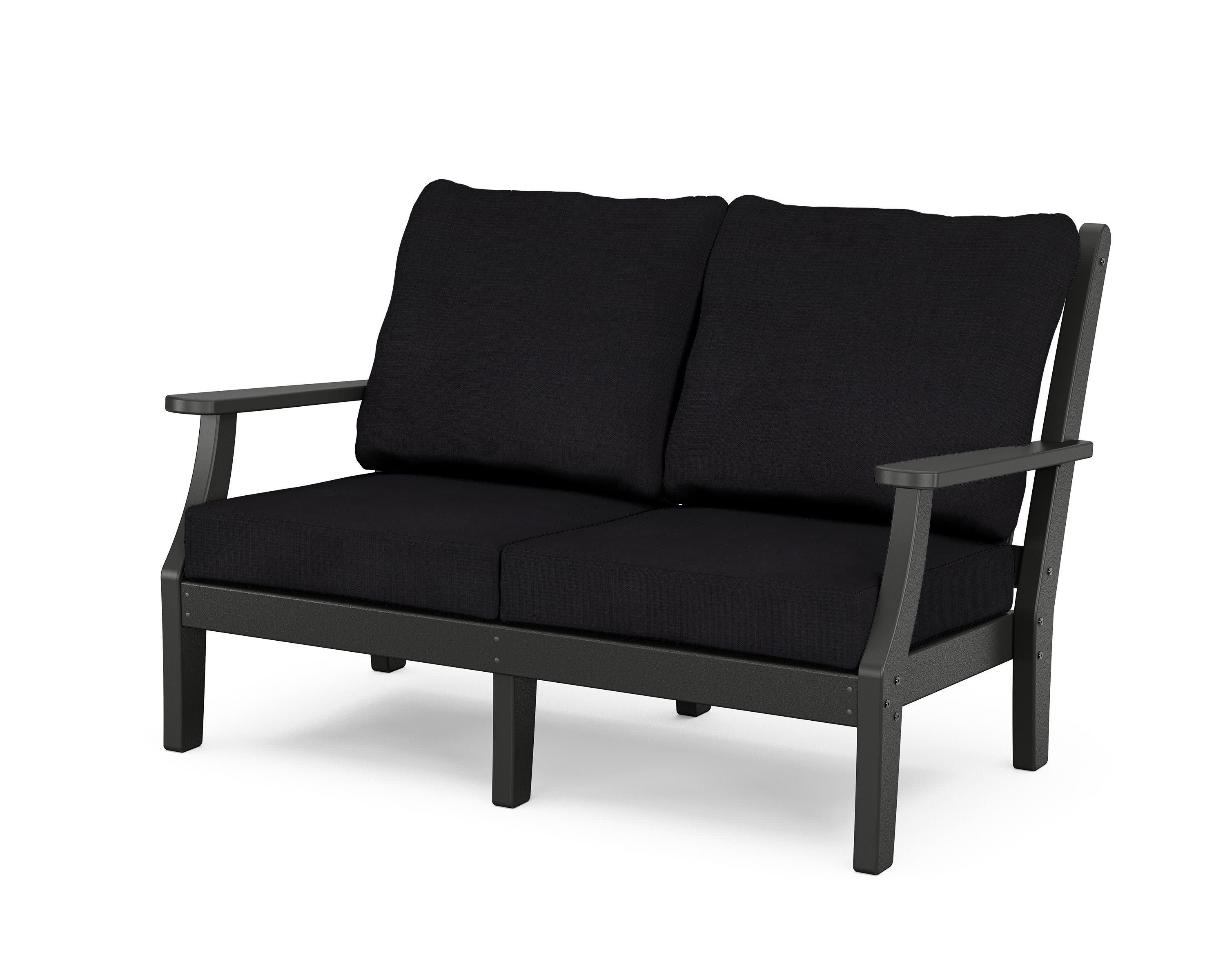 Wovendale Deep Seating Loveseat in Black / Midnight Linen